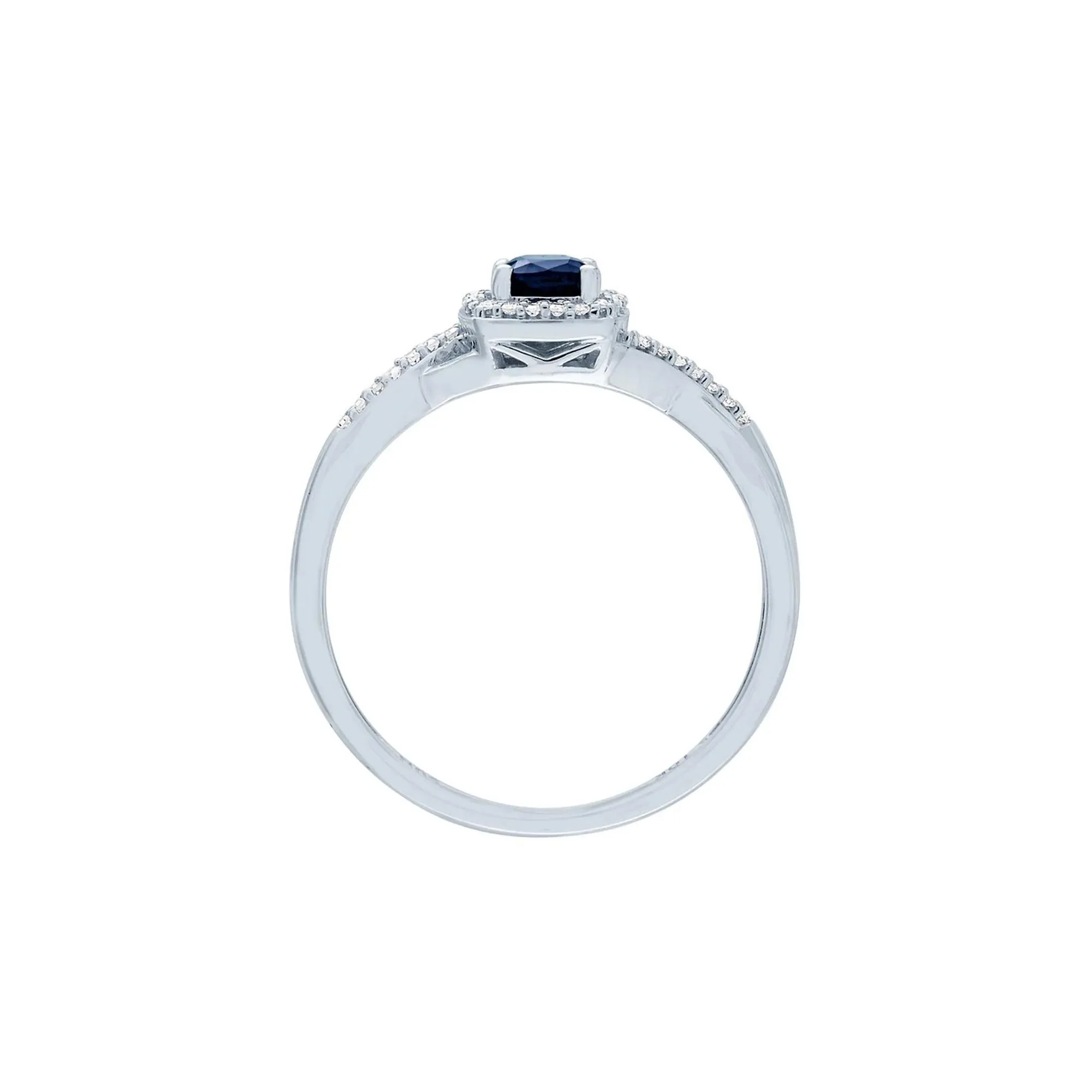 Sapphire & Diamond Promise Ring 10K White Gold Size 7 - Image 3