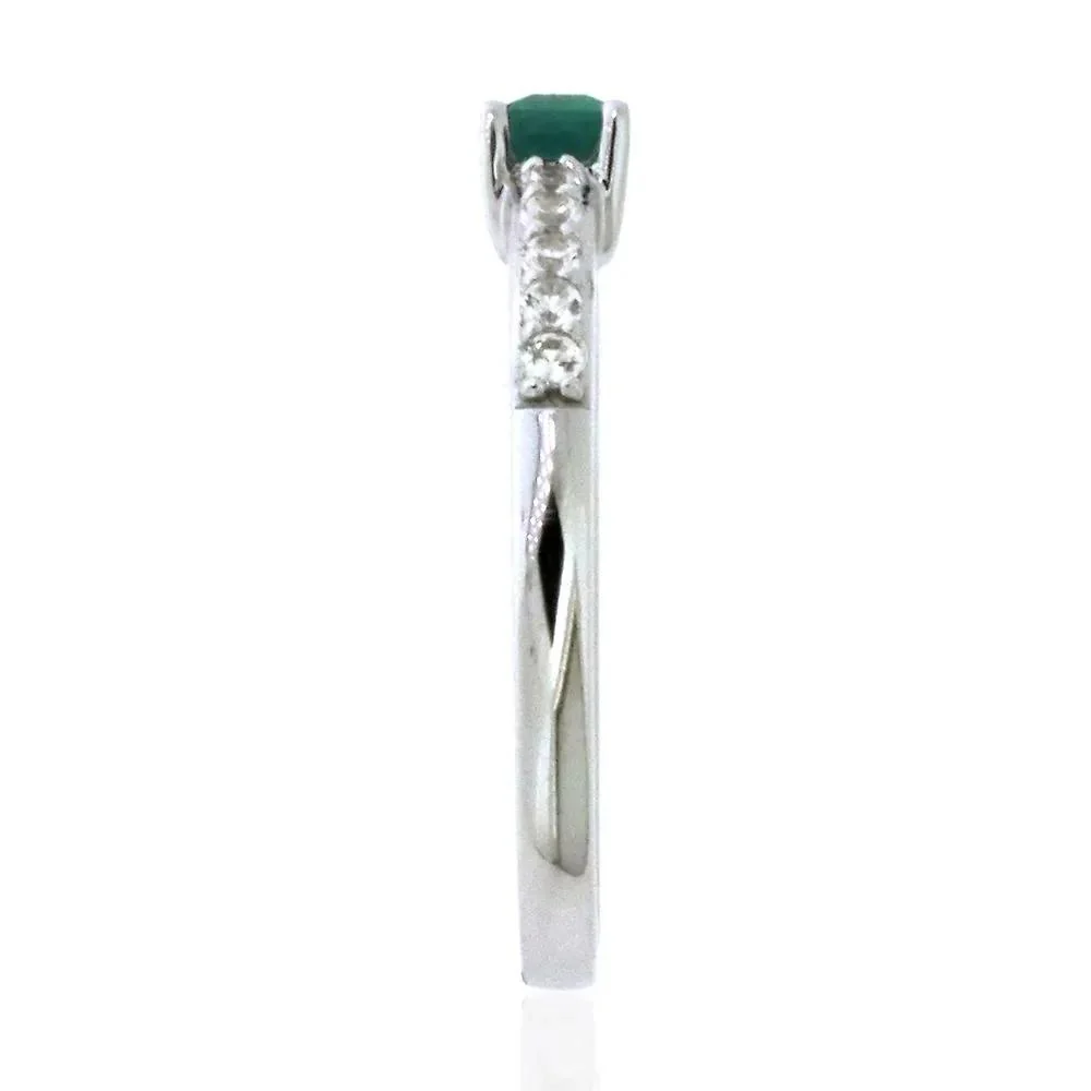 Lab Created Emerald & White Sapphire Stack Ring .925 Sterling Silver Size 7 - Image 2