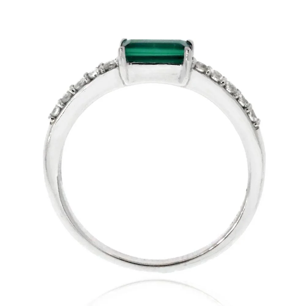 Lab Created Emerald & White Sapphire Stack Ring .925 Sterling Silver Size 8 - Image 3