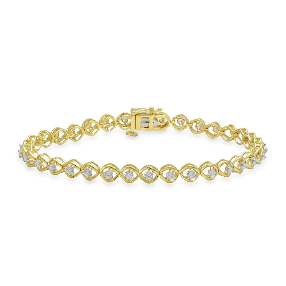 1 CT. Tw. Diamond Bracelet 10K Yellow Gold Size 7.25"
