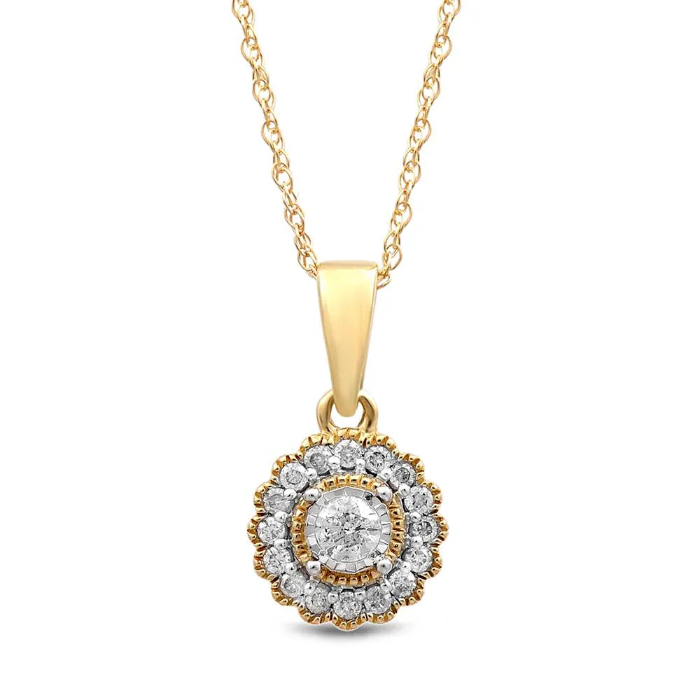 1/7 CT. Tw. Diamond Pendant Necklace 10K Yellow Gold Size 18"
