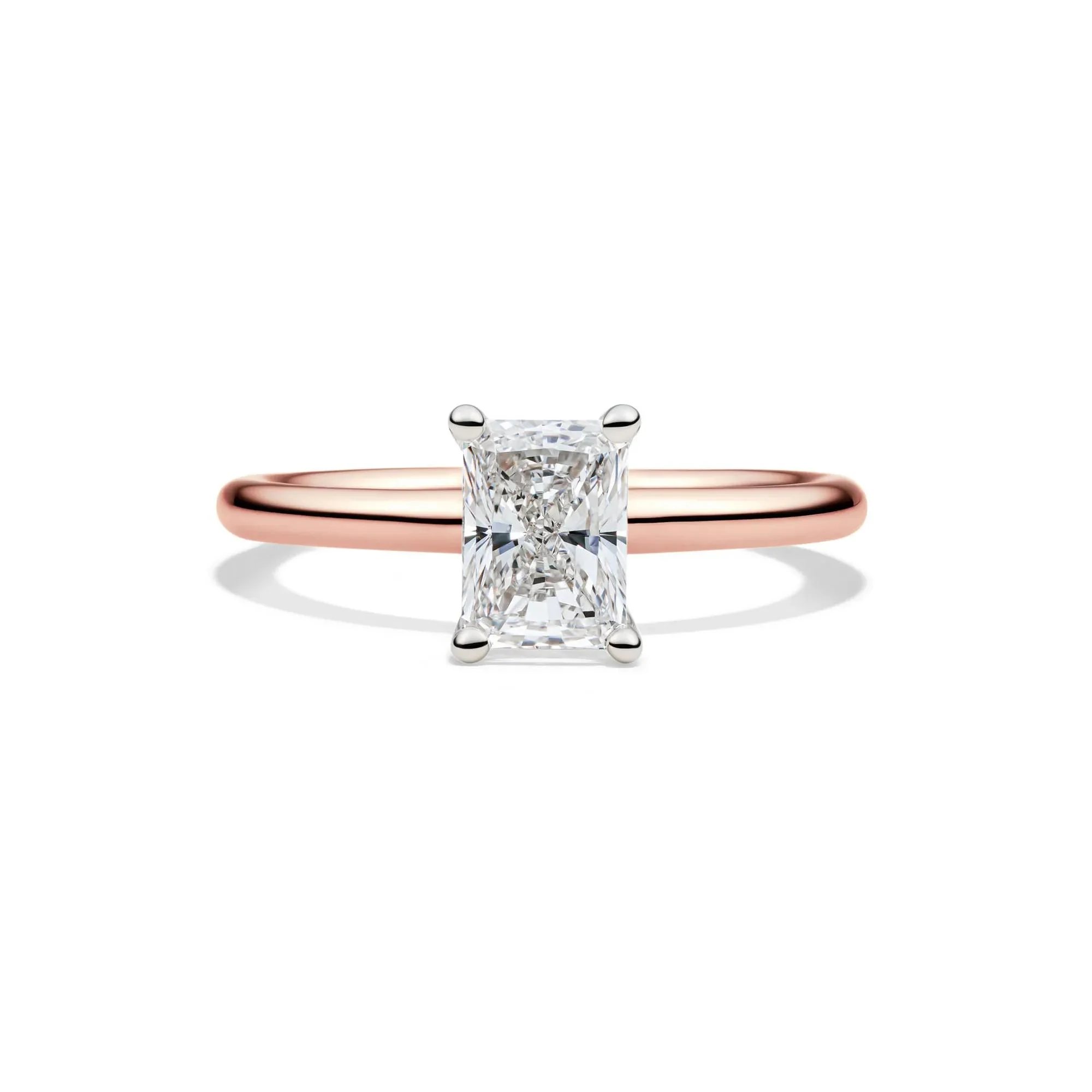 Lab Grown Diamond Radiant-Cut Solitaire Ring 14K Rose Gold (1 CT.) Size 5.5 2mm