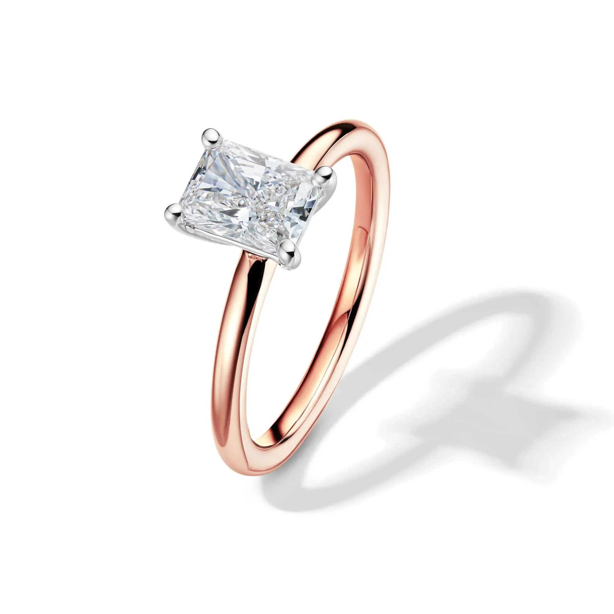 Lab Grown Diamond Radiant-Cut Solitaire Ring 14K Rose Gold (1 CT.) Size 7 2mm - Image 4