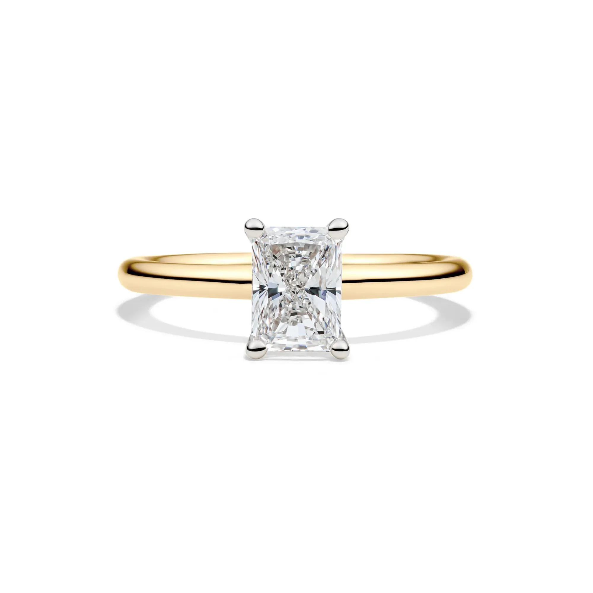 Lab Grown Diamond Radiant-Cut Solitaire Ring 14K Yellow Gold (1 CT.) Size 6.5 2mm