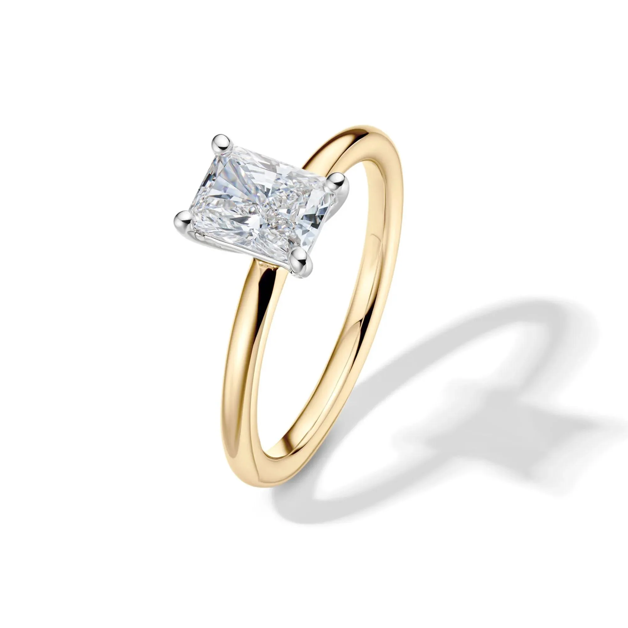 Lab Grown Diamond Radiant-Cut Solitaire Ring 14K Yellow Gold (1 CT.) Size 9.5 2mm - Image 4