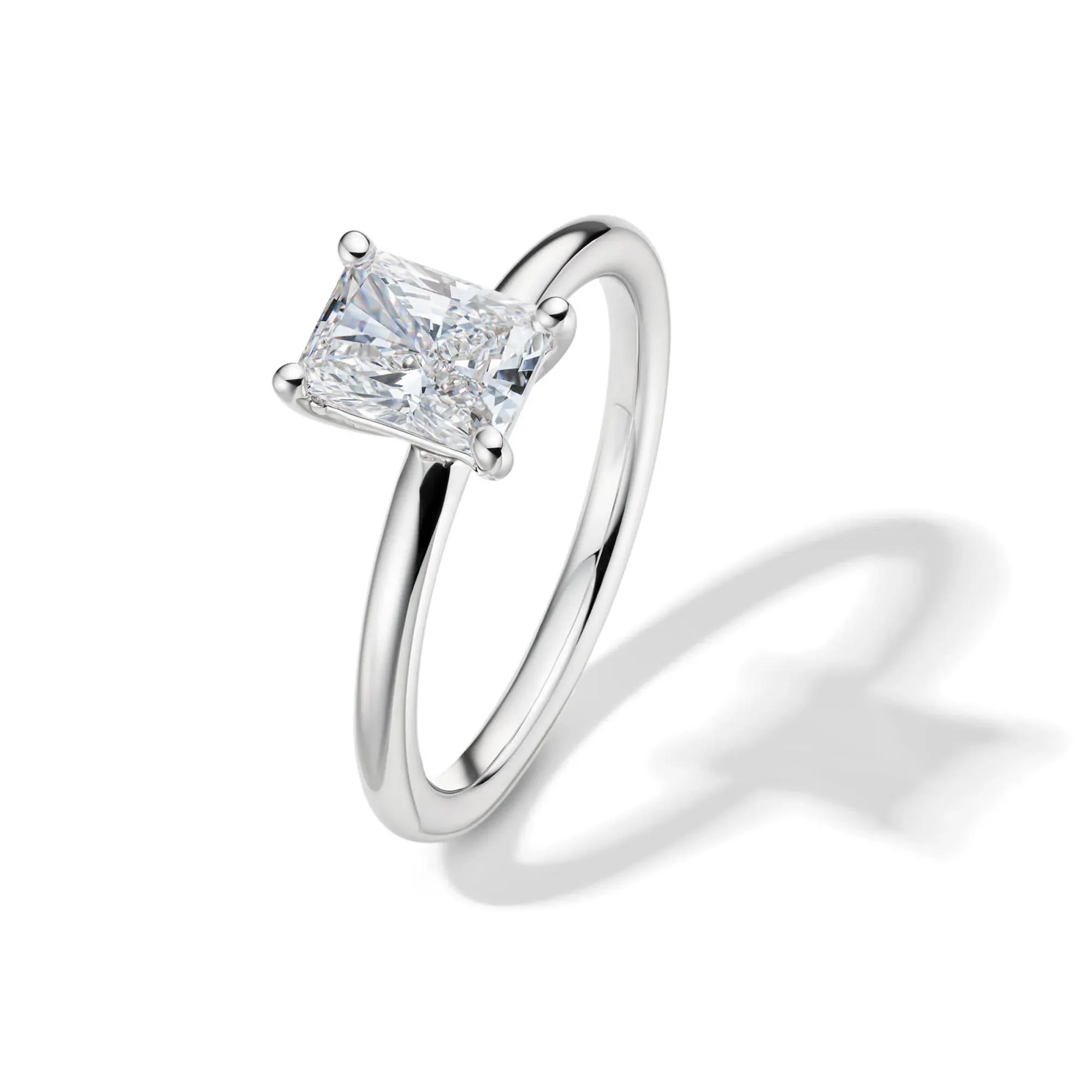 Lab Grown Diamond Radiant-Cut Solitaire Ring Platinum (1 CT.) White Size 7 2mm - Image 4