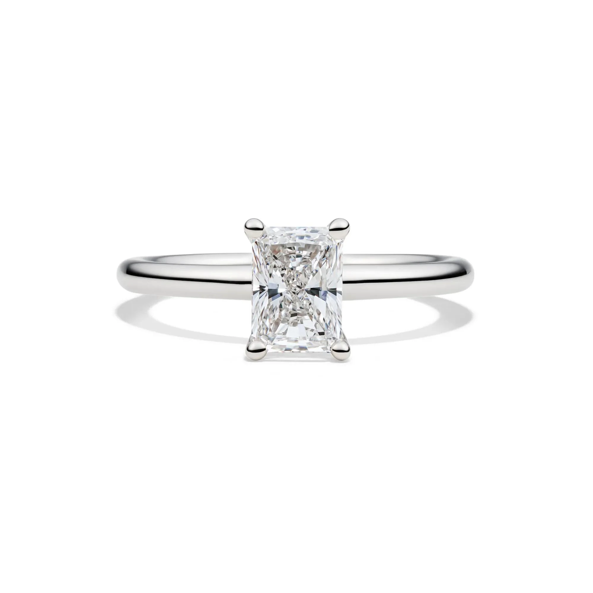 Lab Grown Diamond Radiant-Cut Solitaire Ring Platinum (1 CT.) White Size 8 2mm