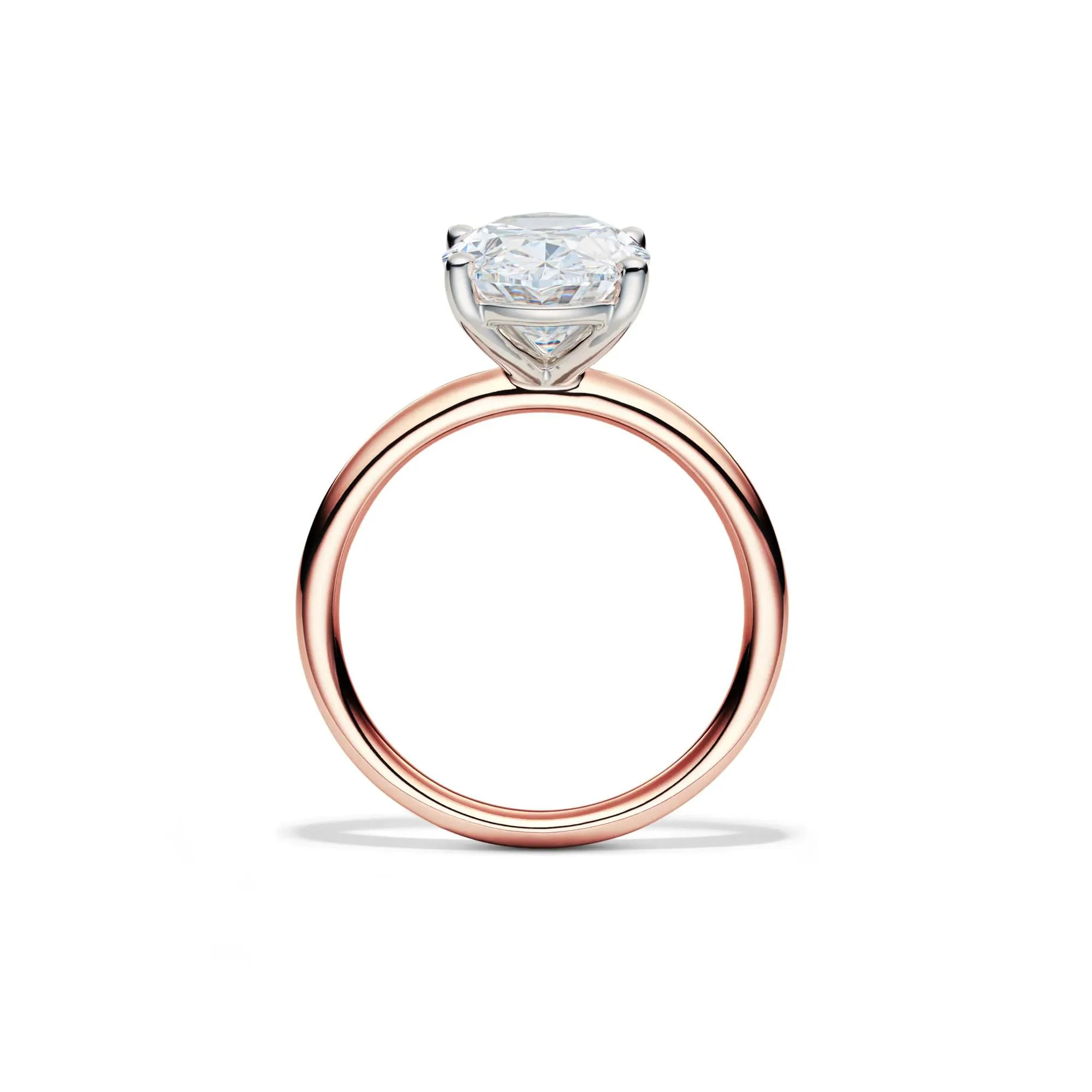 Lab Grown Diamond Oval Solitaire Engagement Ring 14K Rose Gold (4 CT.) Size 8 2mm - Image 2