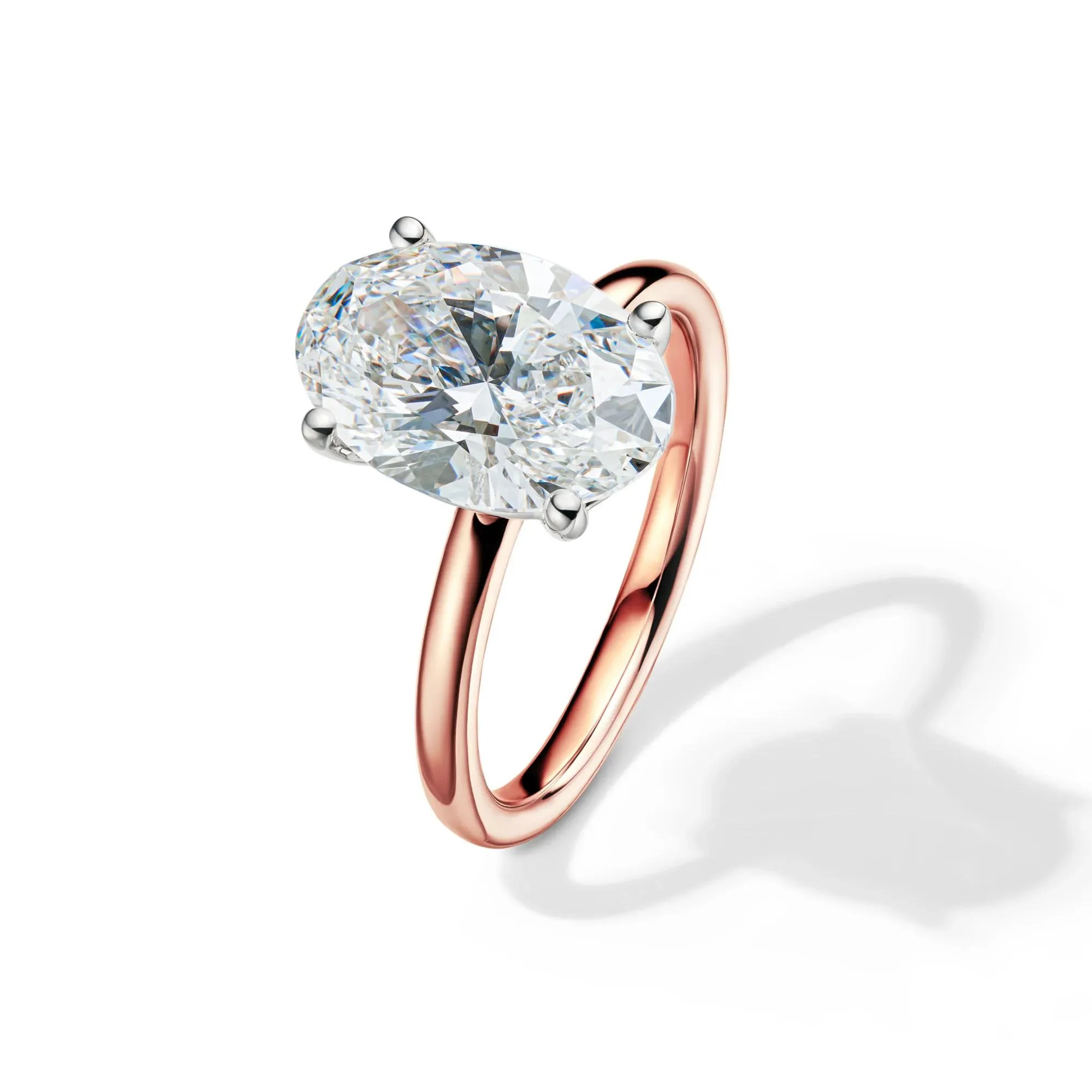 Lab Grown Diamond Oval Solitaire Engagement Ring 14K Rose Gold (4 CT.) Size 8.5 2mm - Image 4