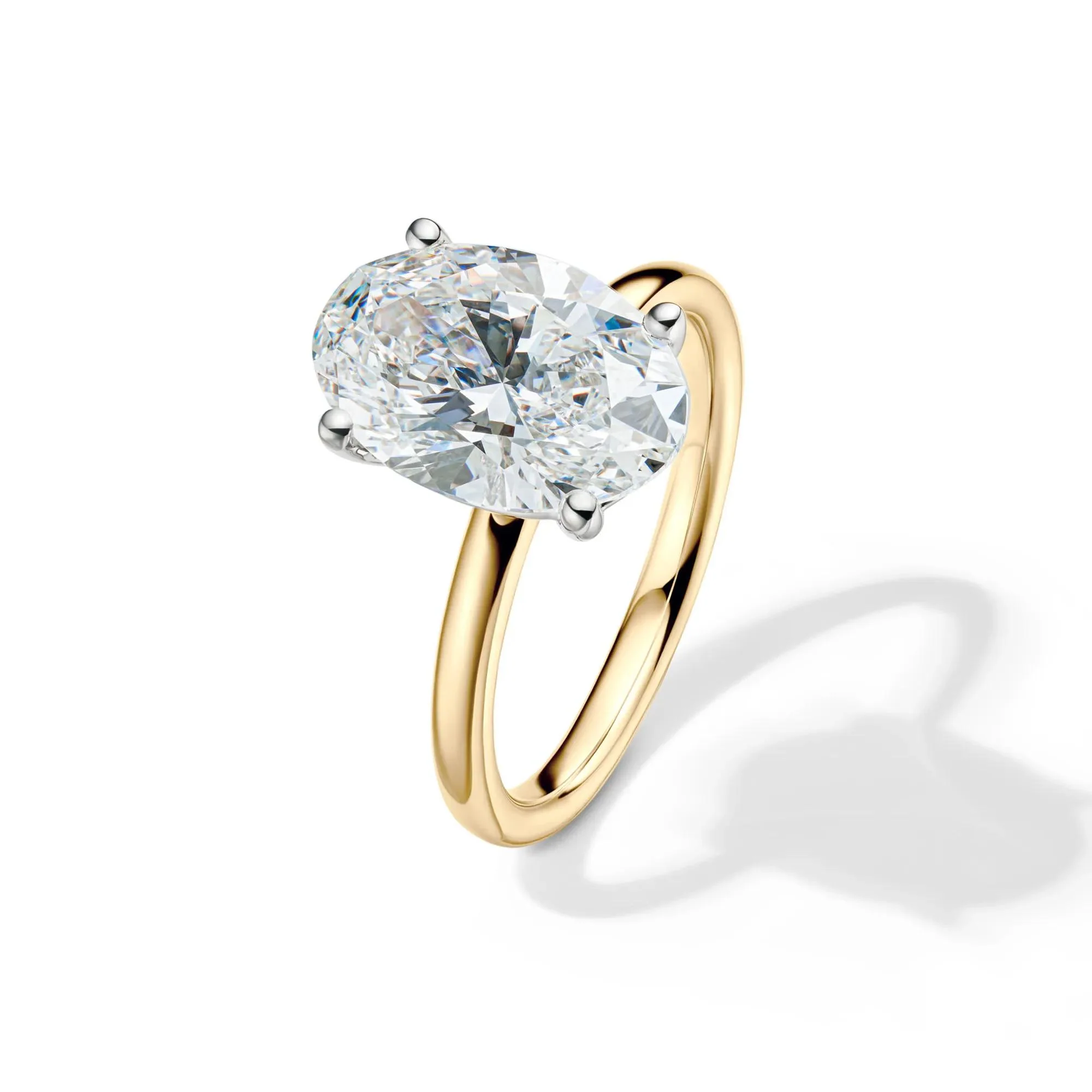 Lab Grown Diamond Oval Solitaire Engagement Ring 14K Yellow Gold (4 CT.) Size 5.5 2mm - Image 4