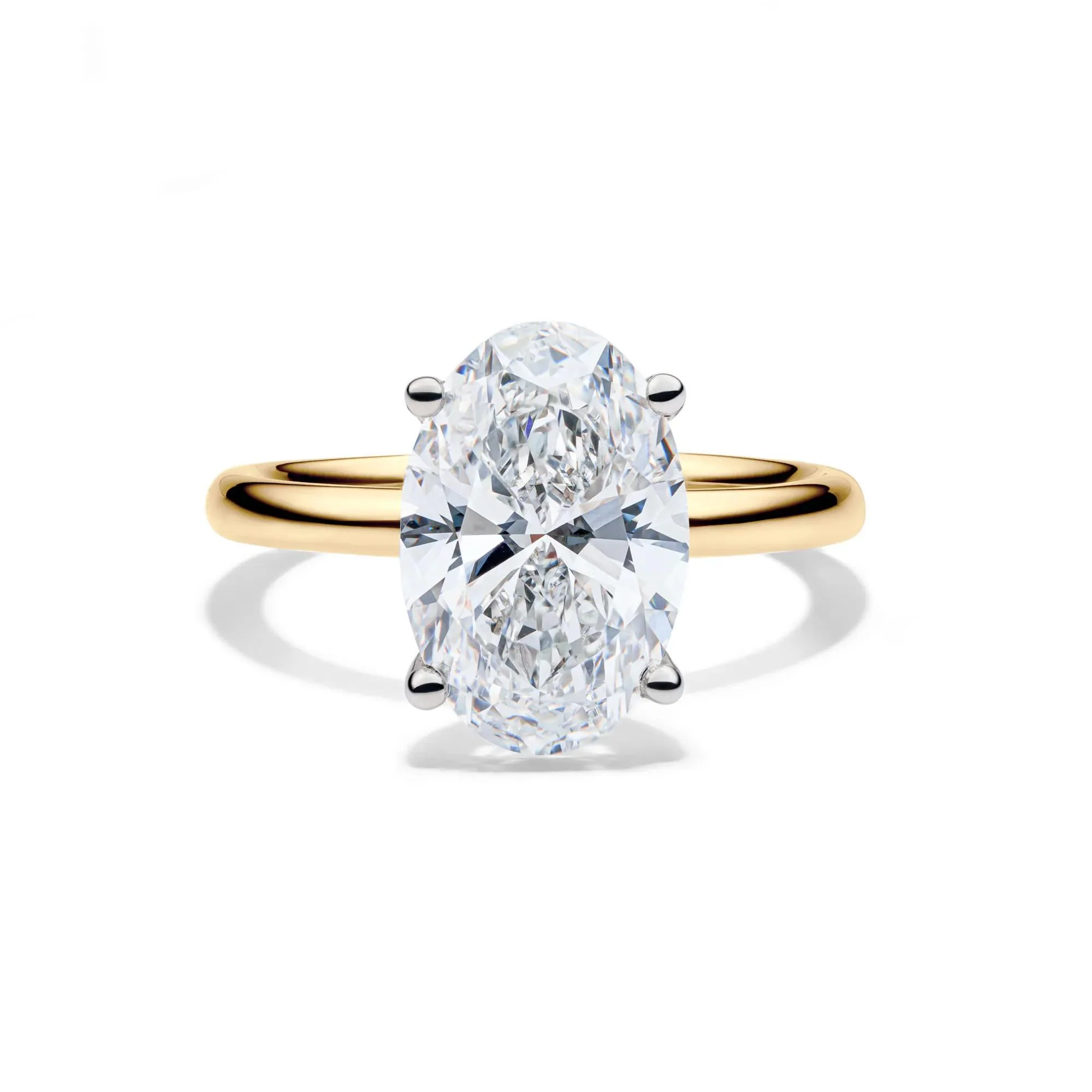 Lab Grown Diamond Oval Solitaire Engagement Ring 14K Yellow Gold (4 CT.) Size 7.5 2mm