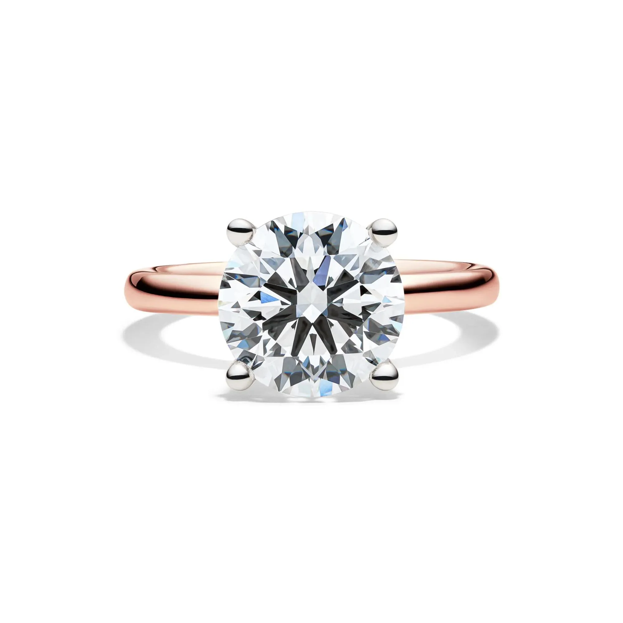 Lab Grown Diamond Round Solitaire Engagement Ring 14K Rose Gold (4 CT.) Size 12 2mm