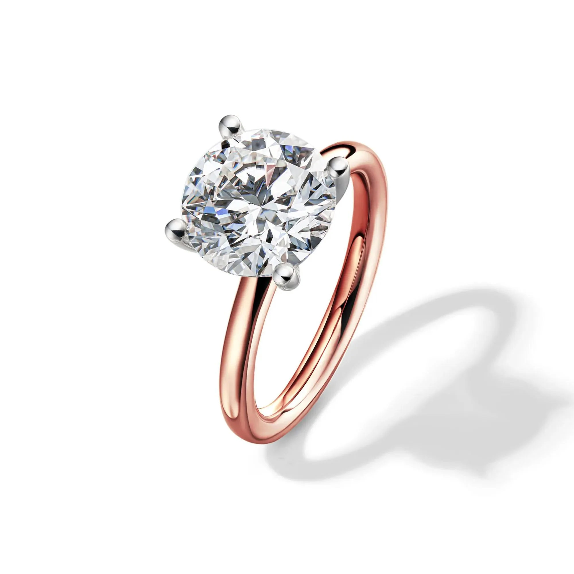 Lab Grown Diamond Round Solitaire Engagement Ring 14K Rose Gold (4 CT.) Size 7 2mm - Image 4