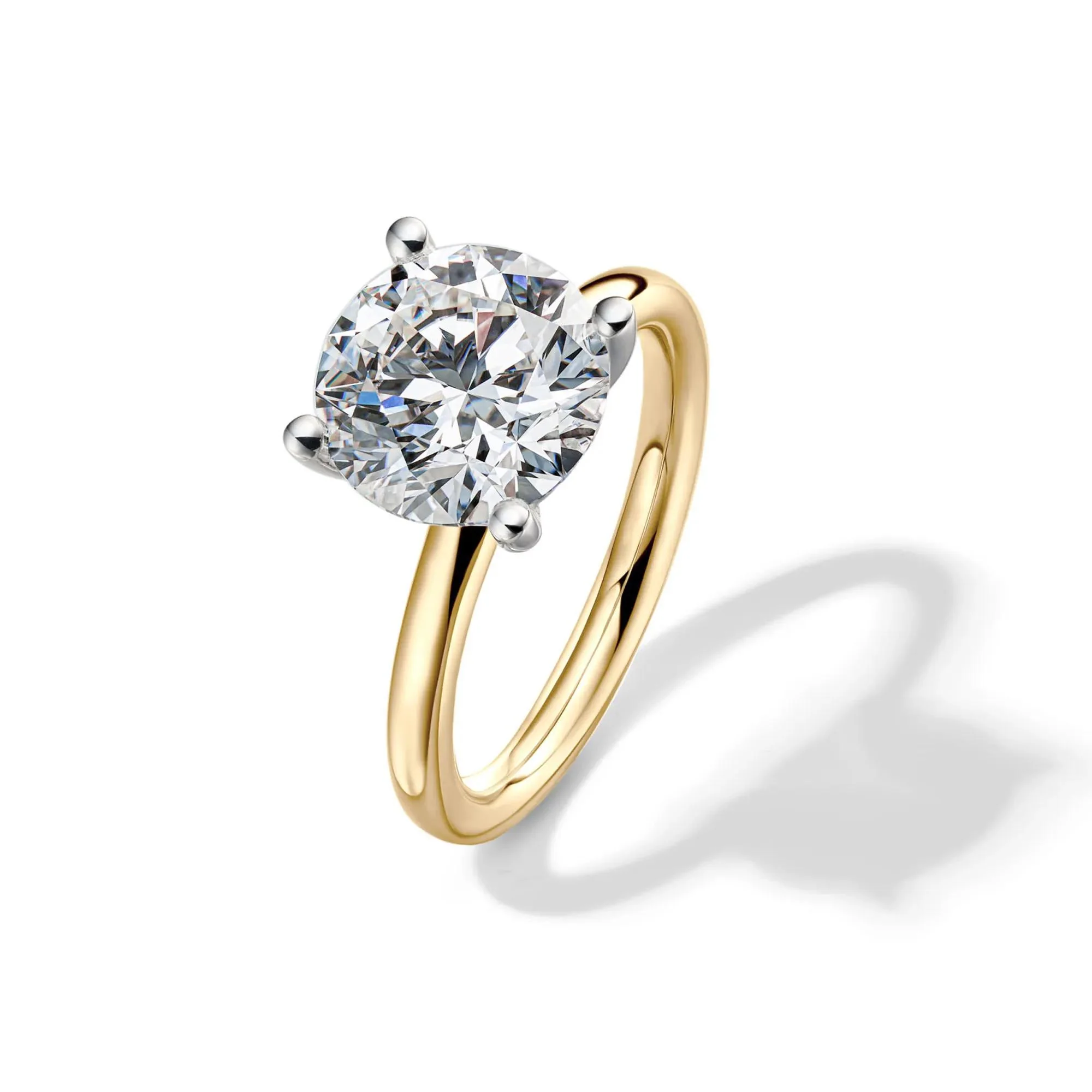 Lab Grown Diamond Solitaire Round Engagement Ring 14K Yellow Gold (4 CT.) Size 6 2mm - Image 4