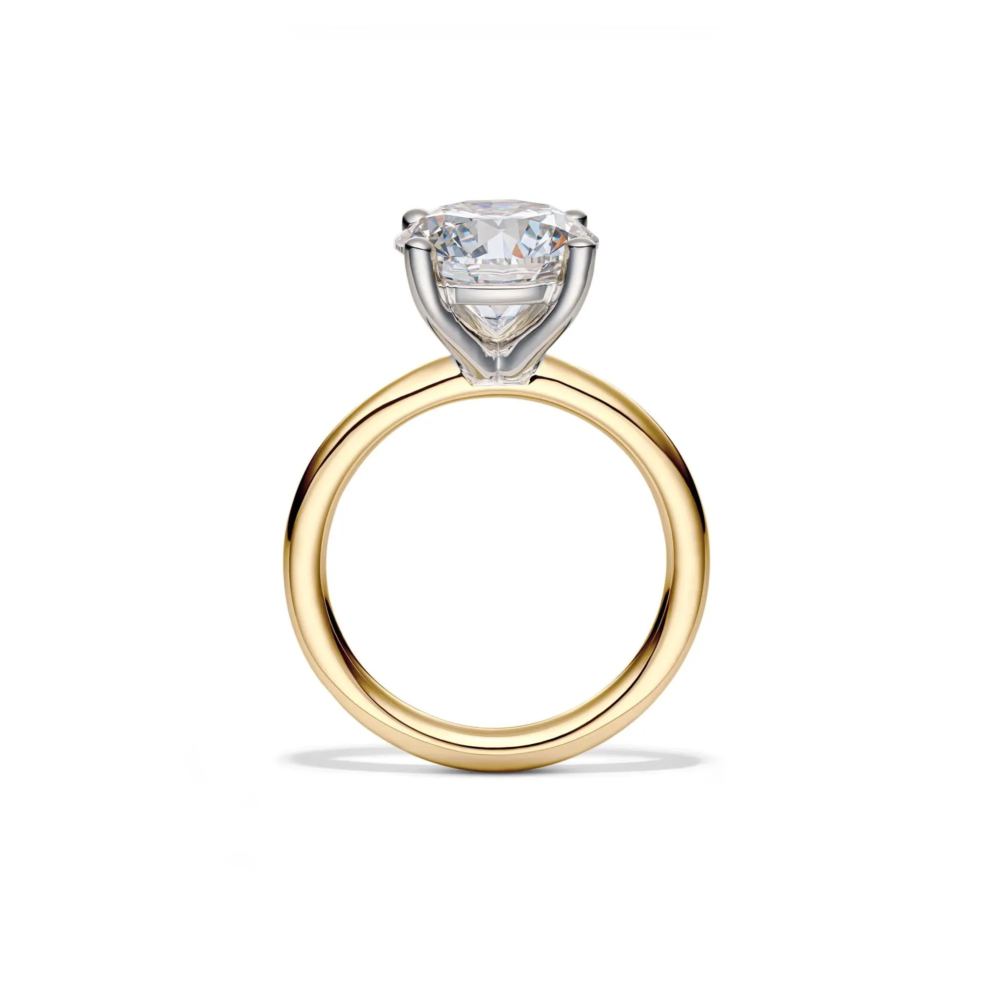 Lab Grown Diamond Solitaire Round Engagement Ring 14K Yellow Gold (4 CT.) Size 8 2mm - Image 2