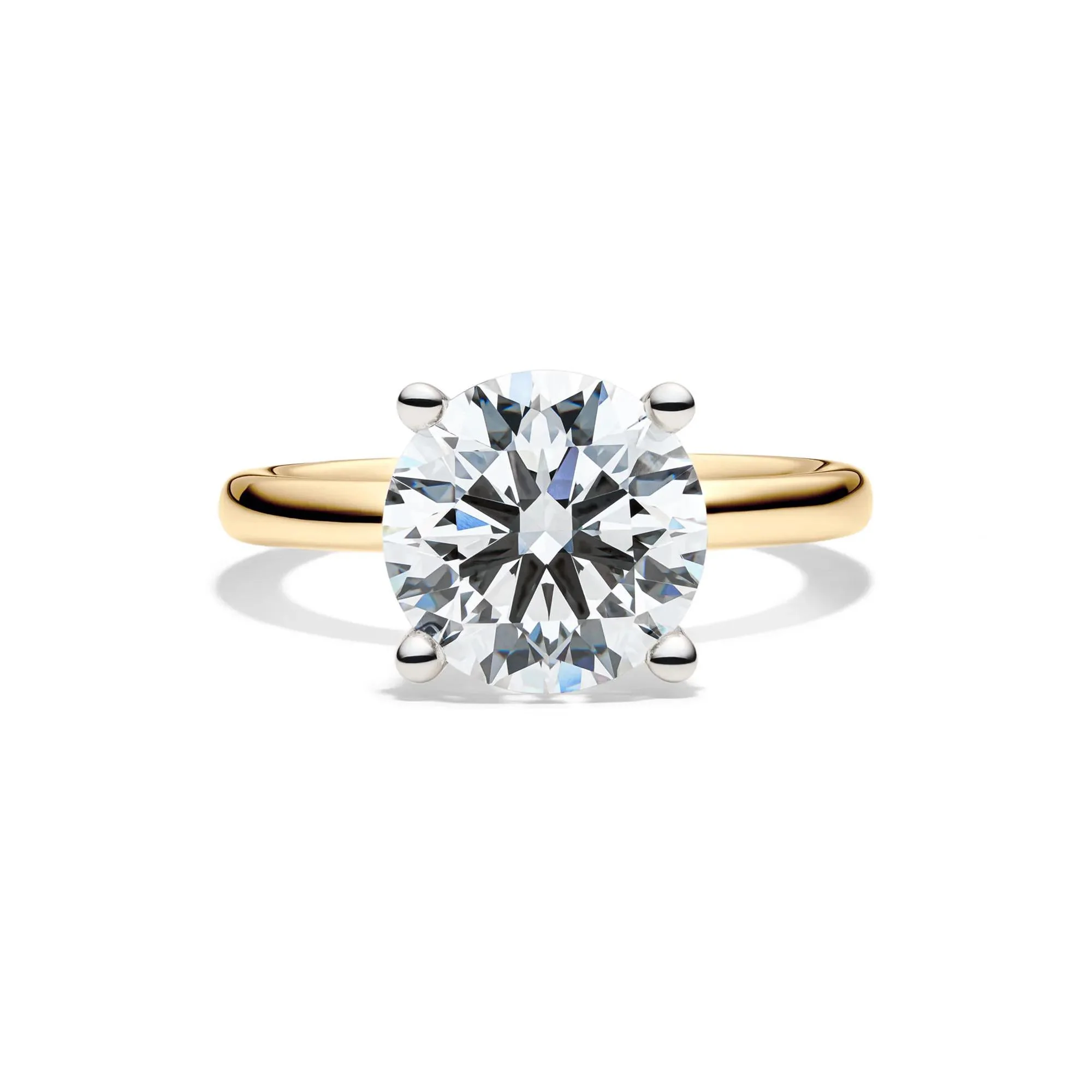 Lab Grown Diamond Solitaire Round Engagement Ring 14K Yellow Gold (4 CT.) Size 8.5 2mm
