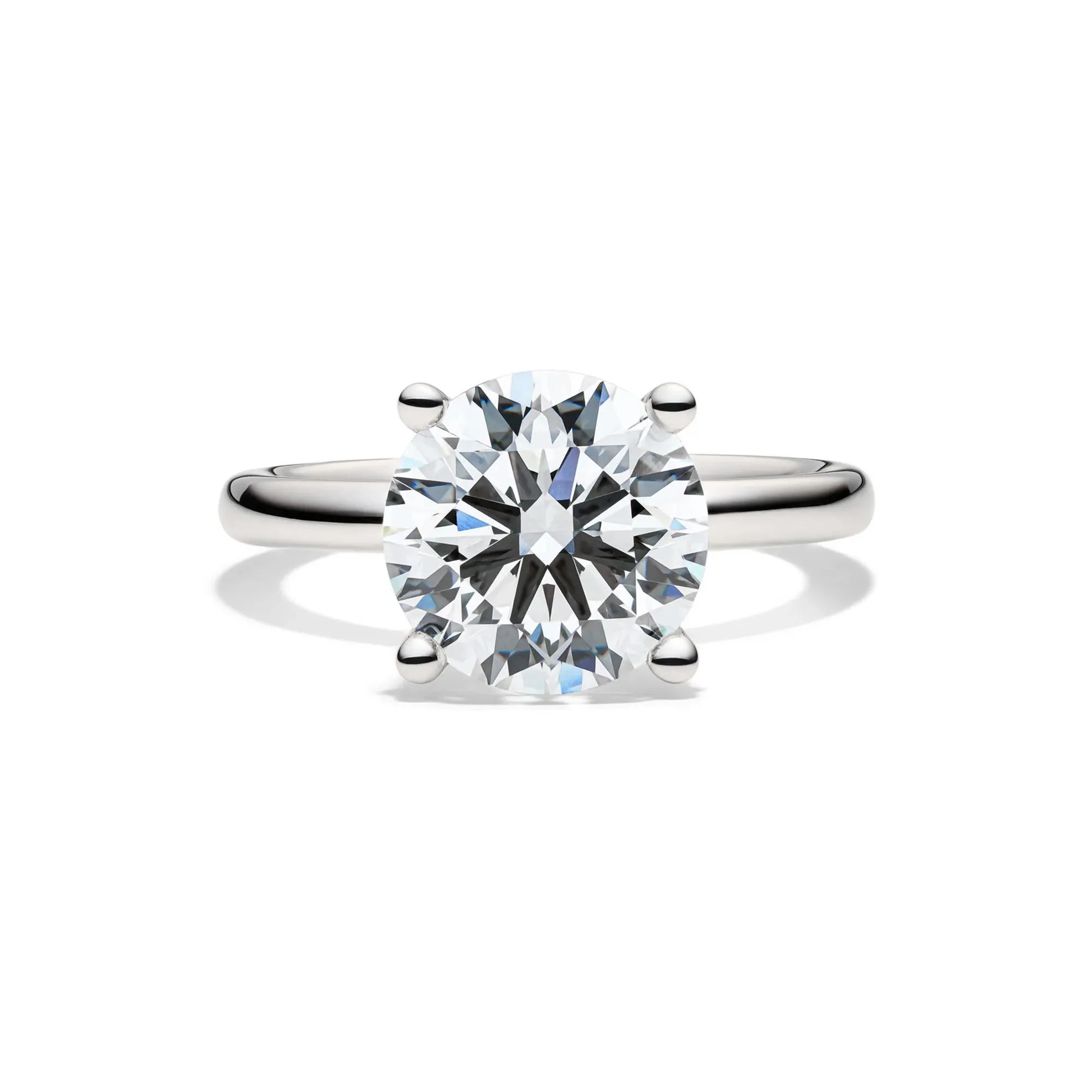 Lab Grown Diamond Round Solitaire Engagement Ring Platinum (4 CT.) White Size 4.5 2mm