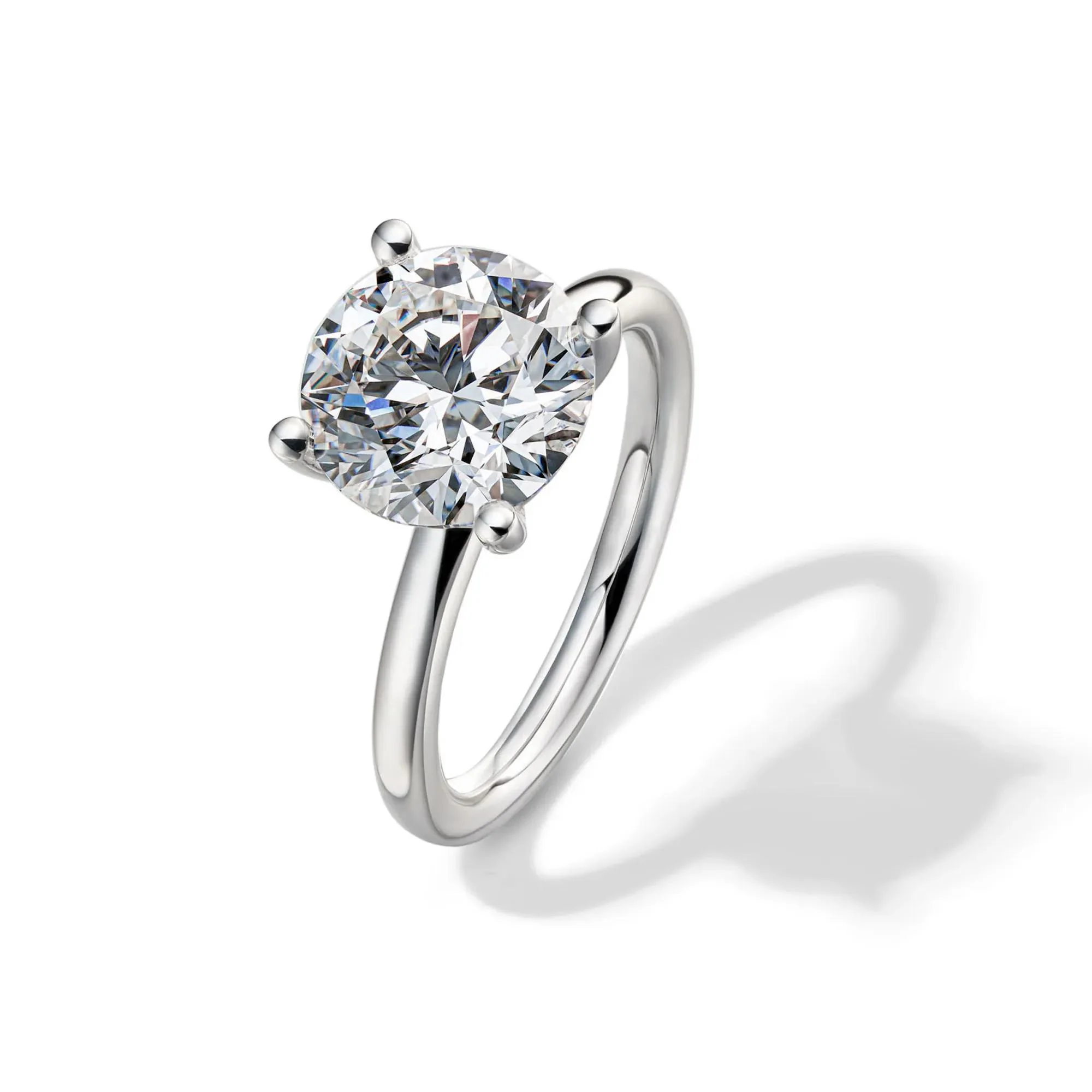 Lab Grown Diamond Round Solitaire Engagement Ring Platinum (4 CT.) White Size 8 2mm - Image 4