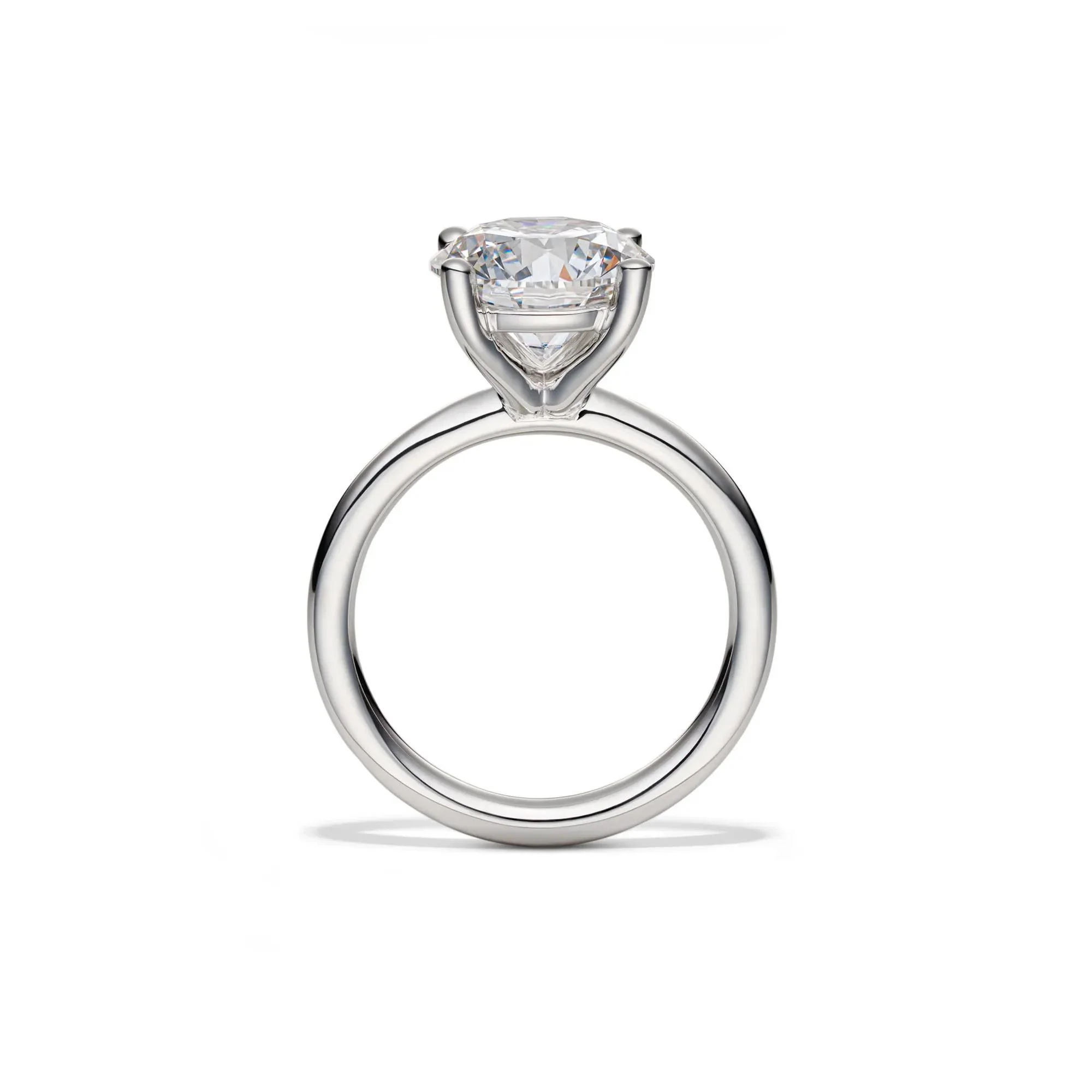 Lab Grown Diamond Round Solitaire Engagement Ring Platinum (4 CT.) White Size 8.5 2mm - Image 2