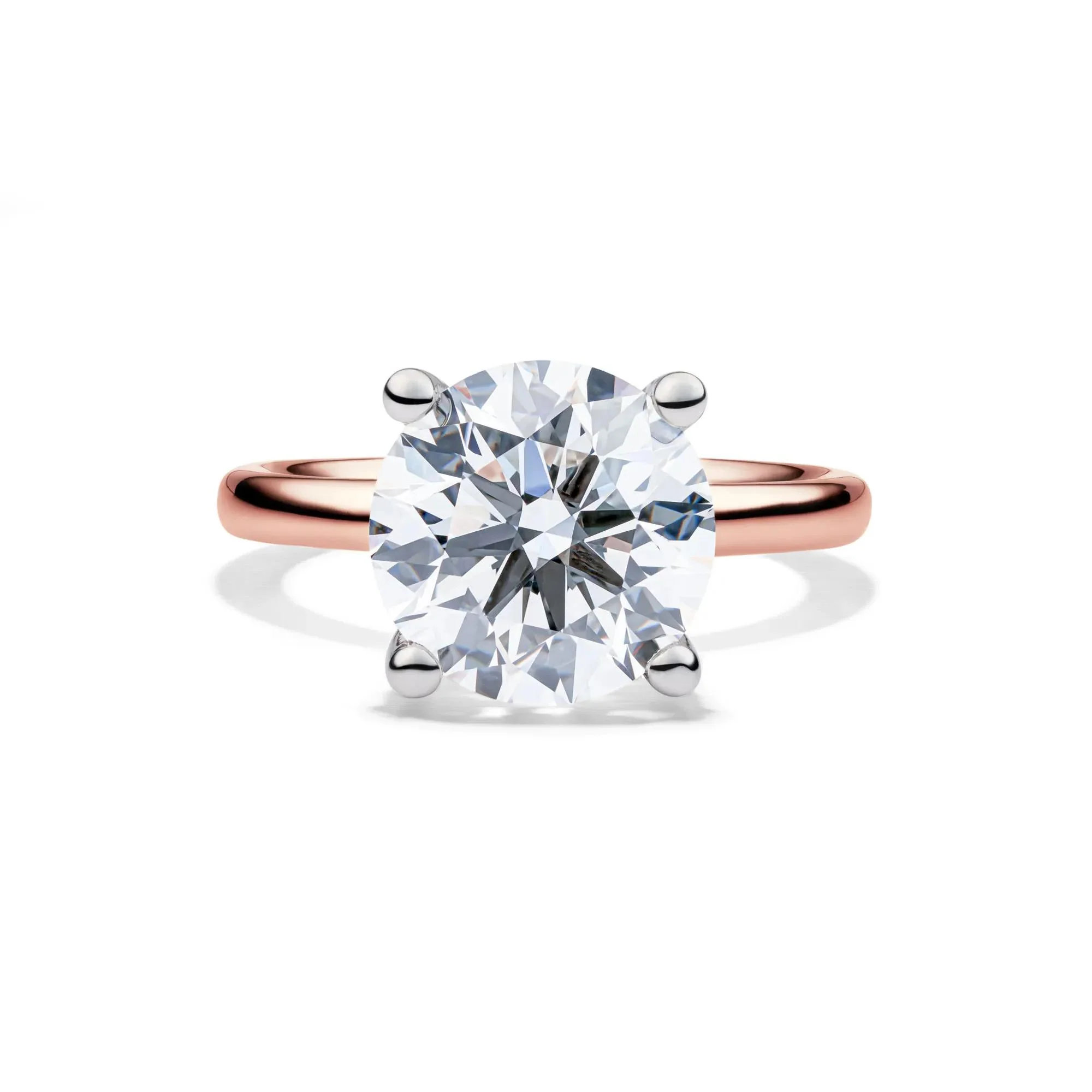 Lab Grown Diamond Round Solitaire Engagement Ring 14K Rose Gold (5 CT.) Size 5.5 2mm