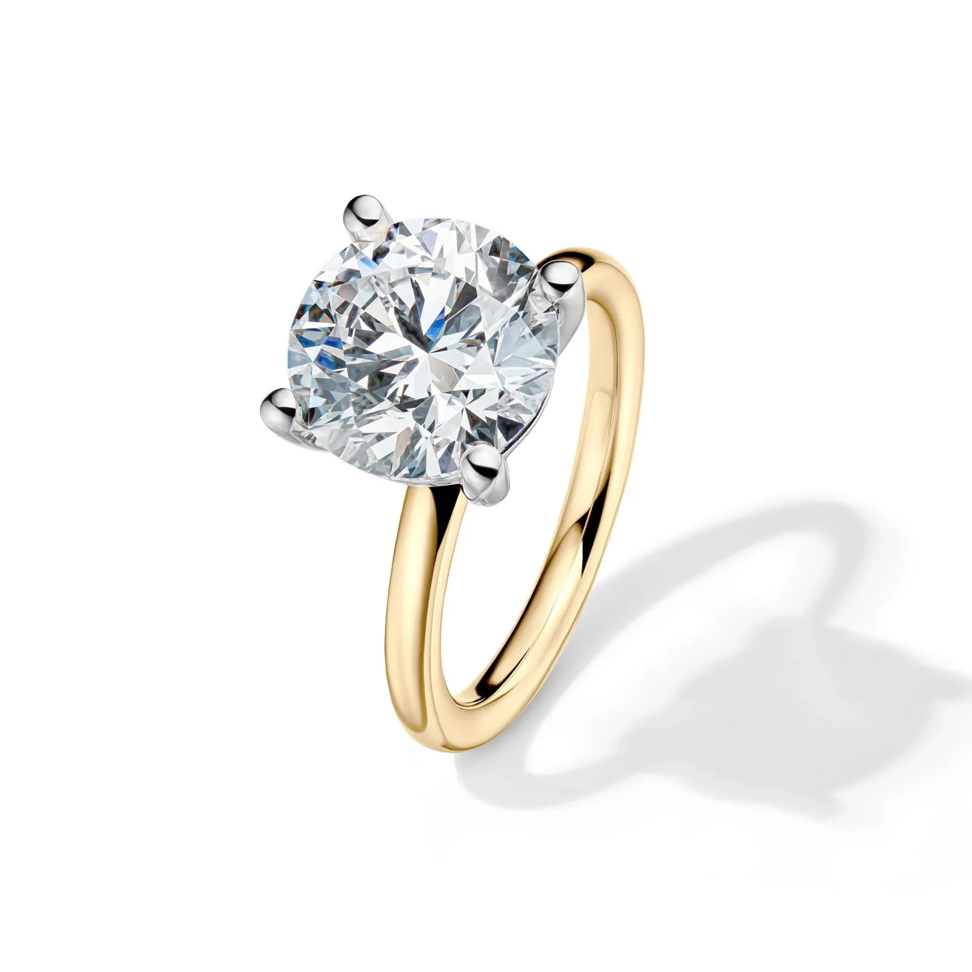 Lab Grown Diamond Round Solitaire Engagement Ring 14K Yellow Gold (5 CT.) Size 8.5 2mm - Image 4
