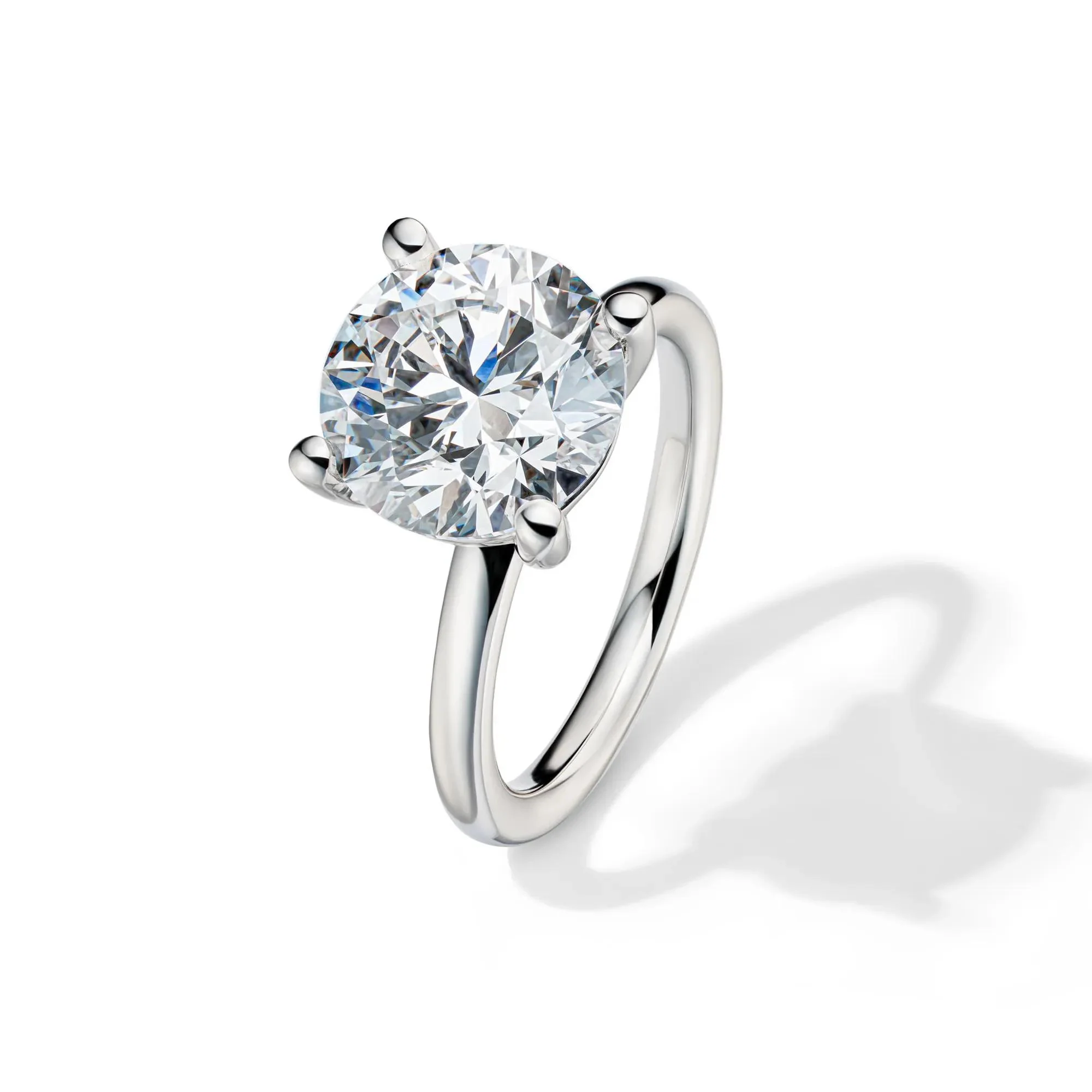 Lab Grown Diamond Round Solitaire Engagement Ring Platinum (5 CT.) White Size 4.5 2mm - Image 4