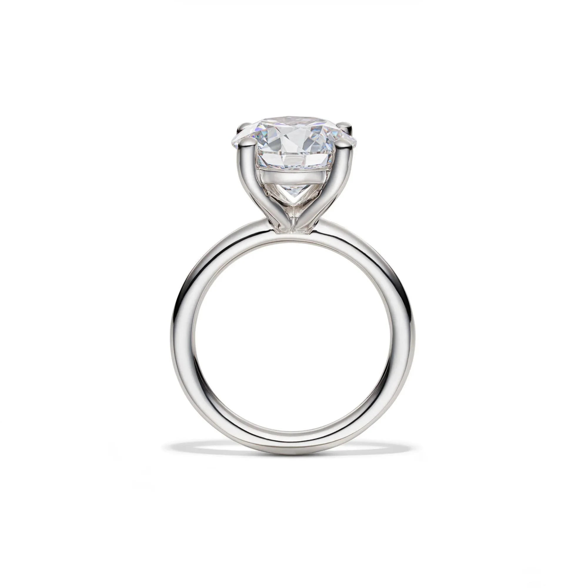 Lab Grown Diamond Round Solitaire Engagement Ring Platinum (5 CT.) White Size 8.5 2mm - Image 2