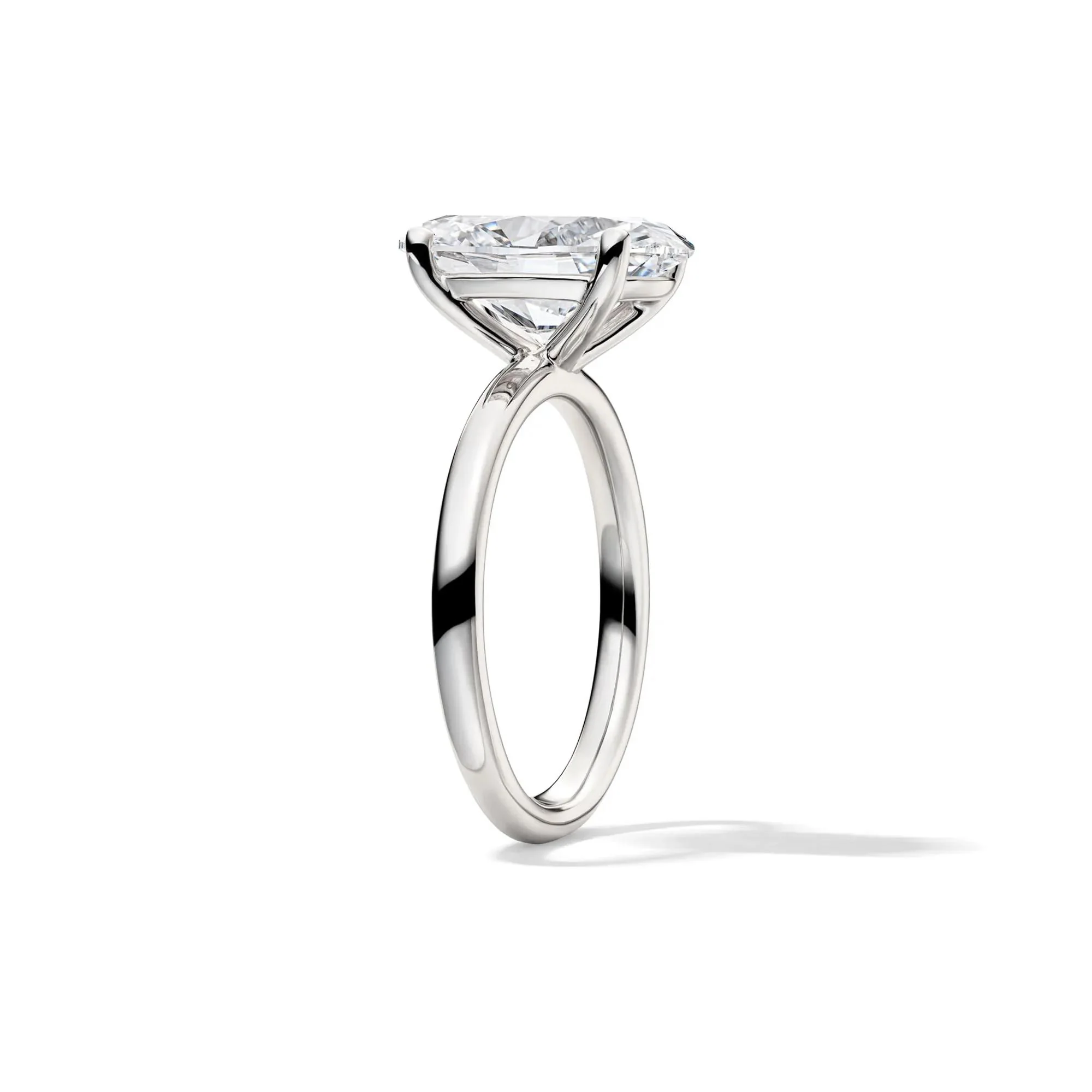 Lab Grown Diamond Oval Solitaire Engagement Ring Platinum (4 CT.) White Size 5.5 2mm - Image 3