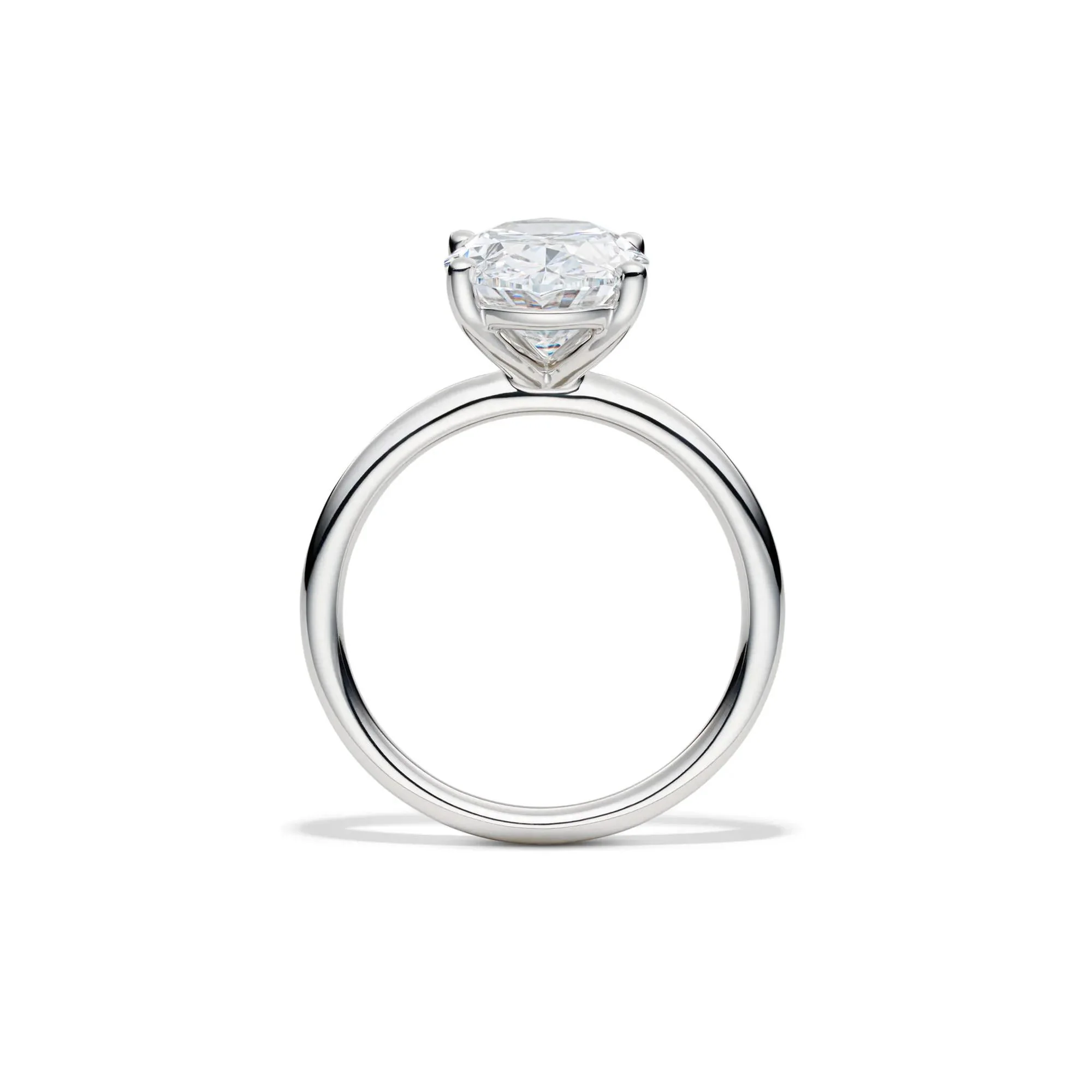 Lab Grown Diamond Oval Solitaire Engagement Ring Platinum (4 CT.) White Size 8 2mm - Image 2