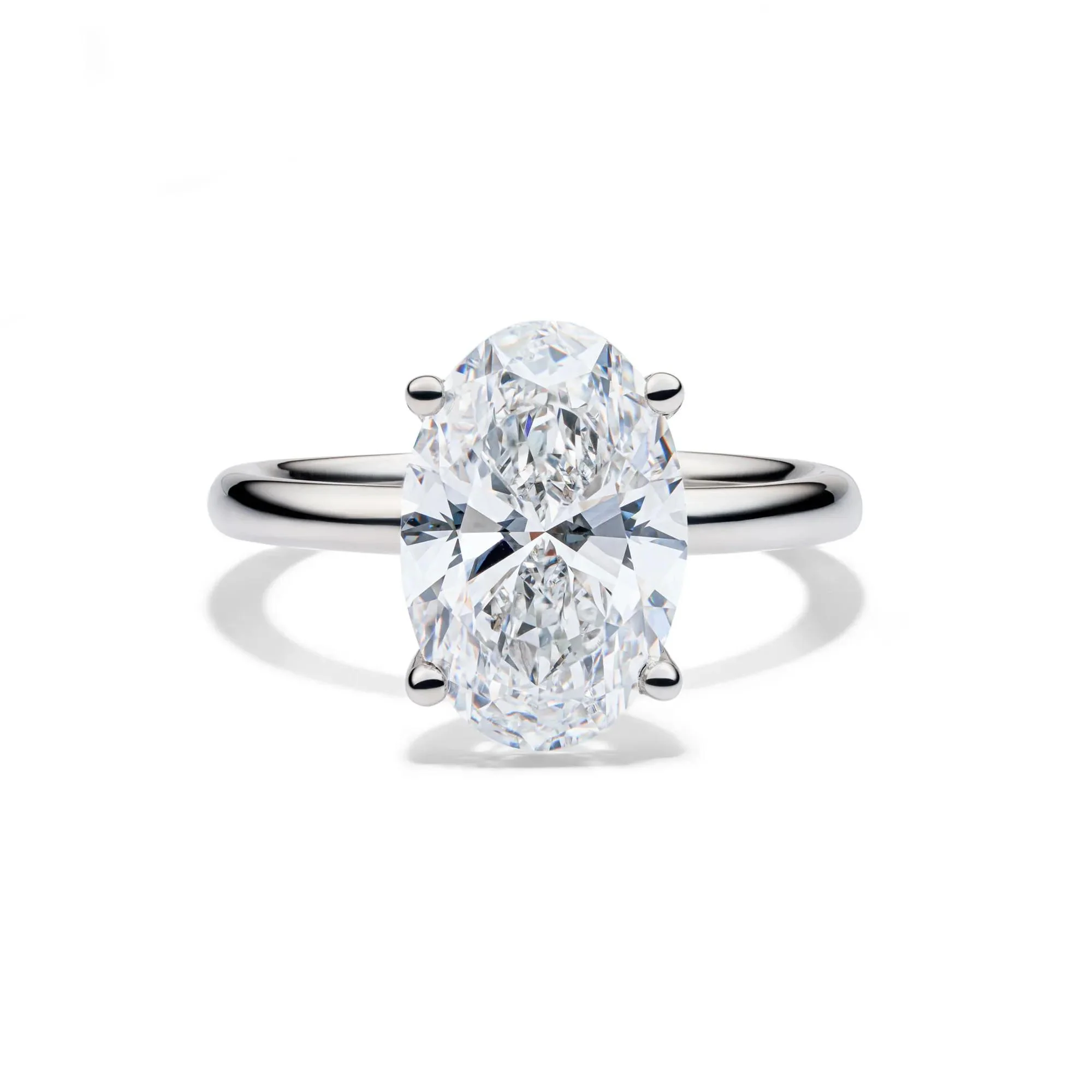 Lab Grown Diamond Oval Solitaire Engagement Ring Platinum (4 CT.) White Size 8.5 2mm