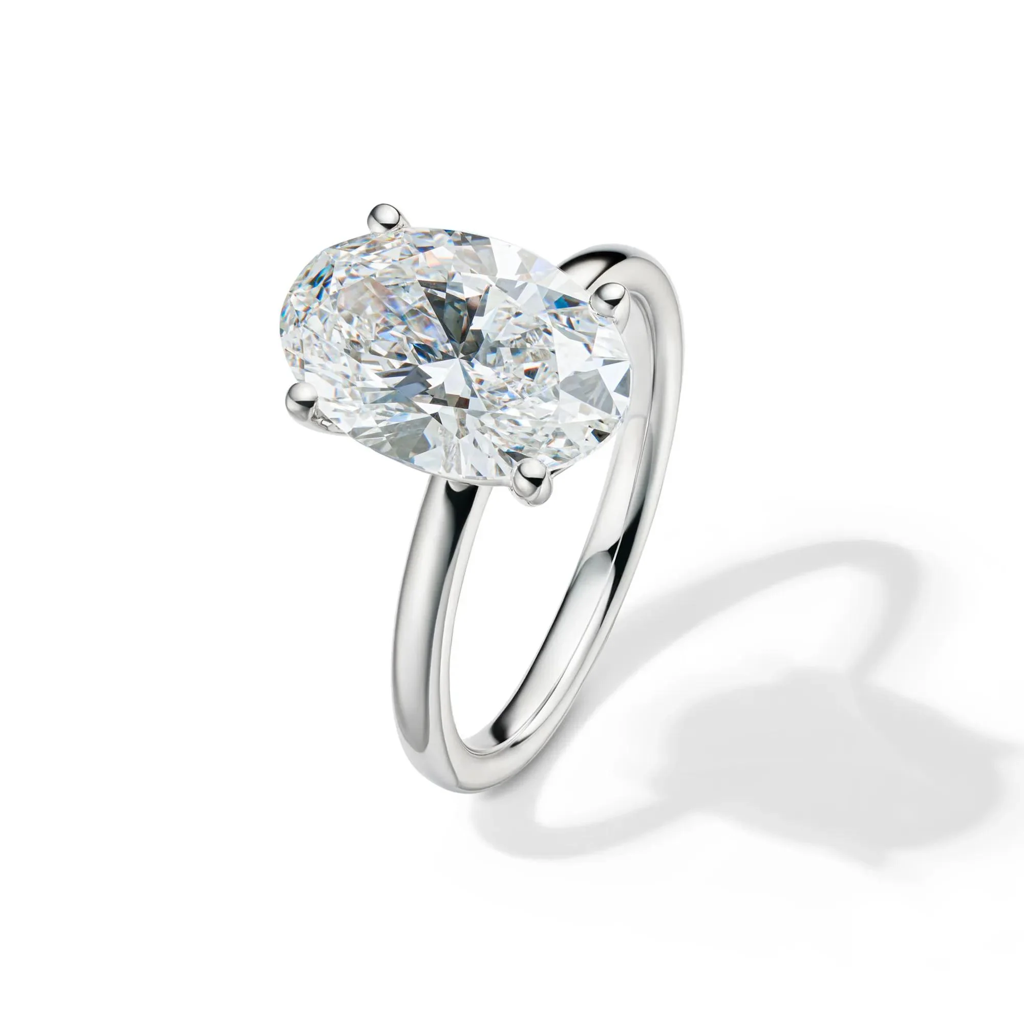 Lab Grown Diamond Oval Solitaire Engagement Ring Platinum (4 CT.) White Size 9.5 2mm - Image 4