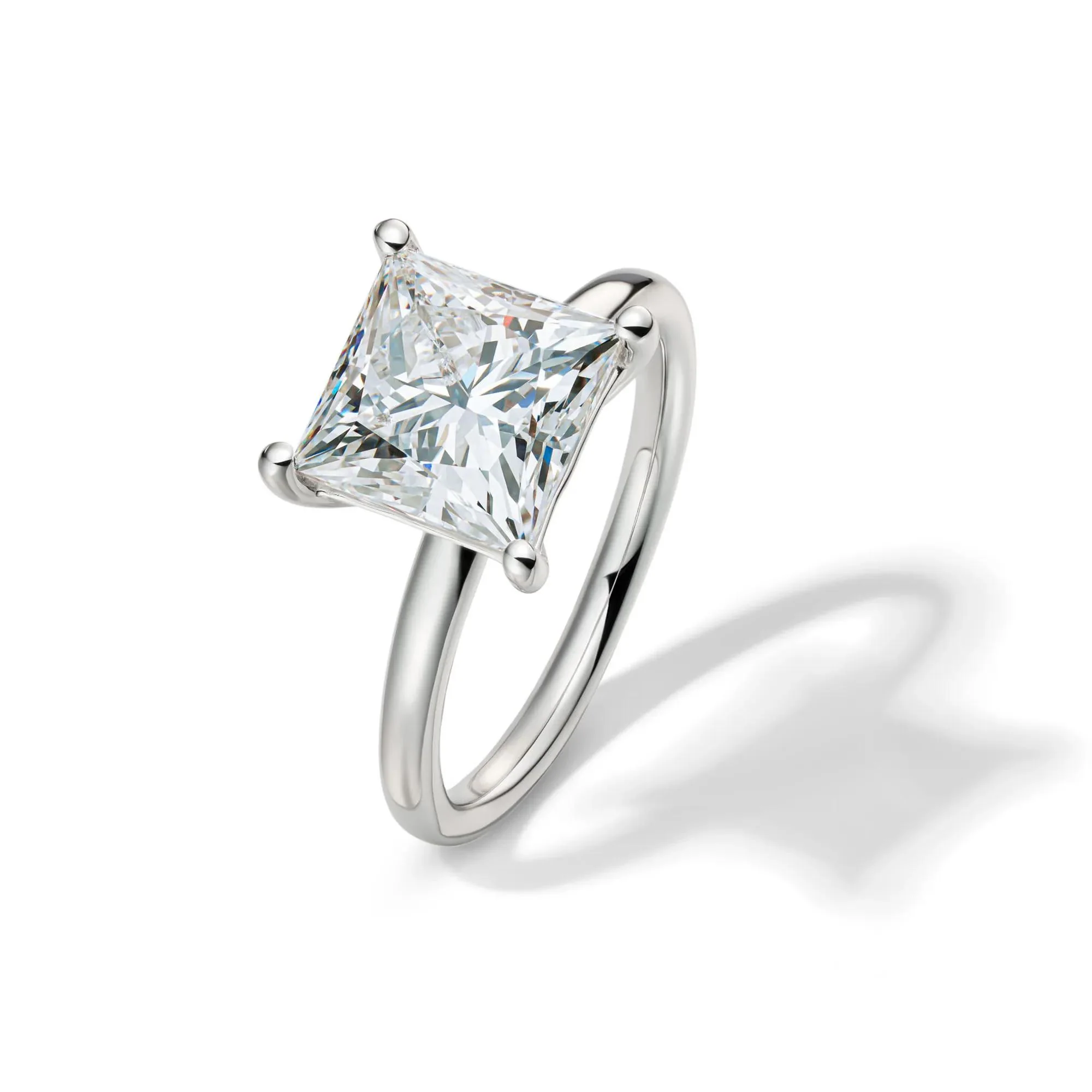Lab Grown Diamond Princess-Cut Solitaire Engagement Ring Platinum (4 CT.) White Size 4 2mm - Image 4