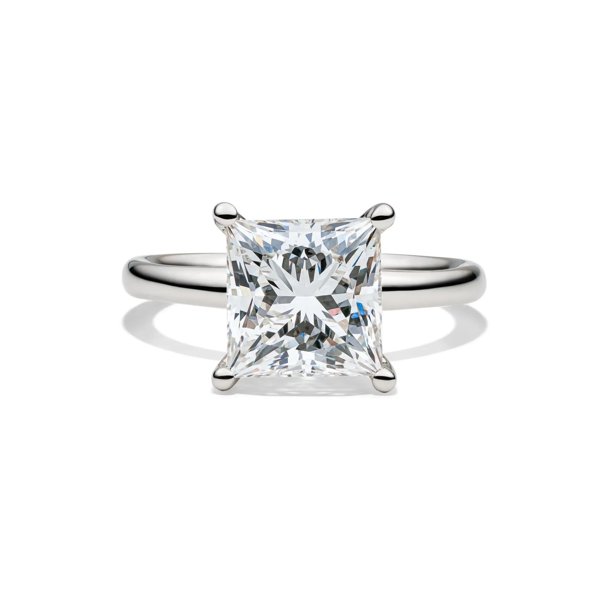 Lab Grown Diamond Princess-Cut Solitaire Engagement Ring Platinum (4 CT.) White Size 7.5 2mm