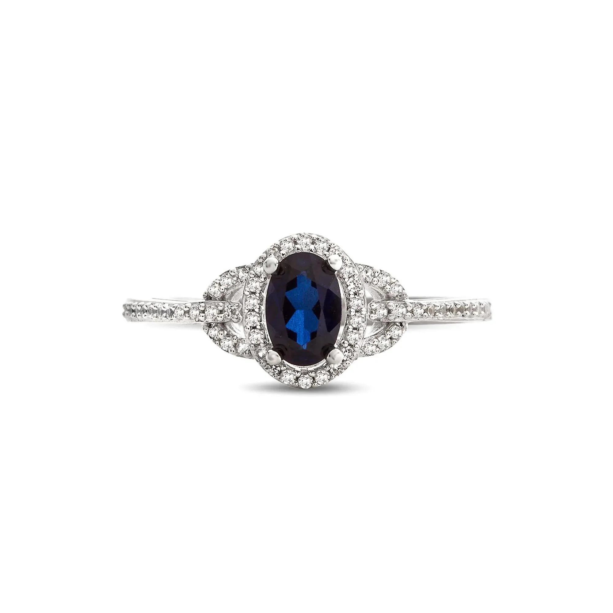 1/7 CT. Tw. Sapphire & Diamond Ring 10K White Gold Size 6