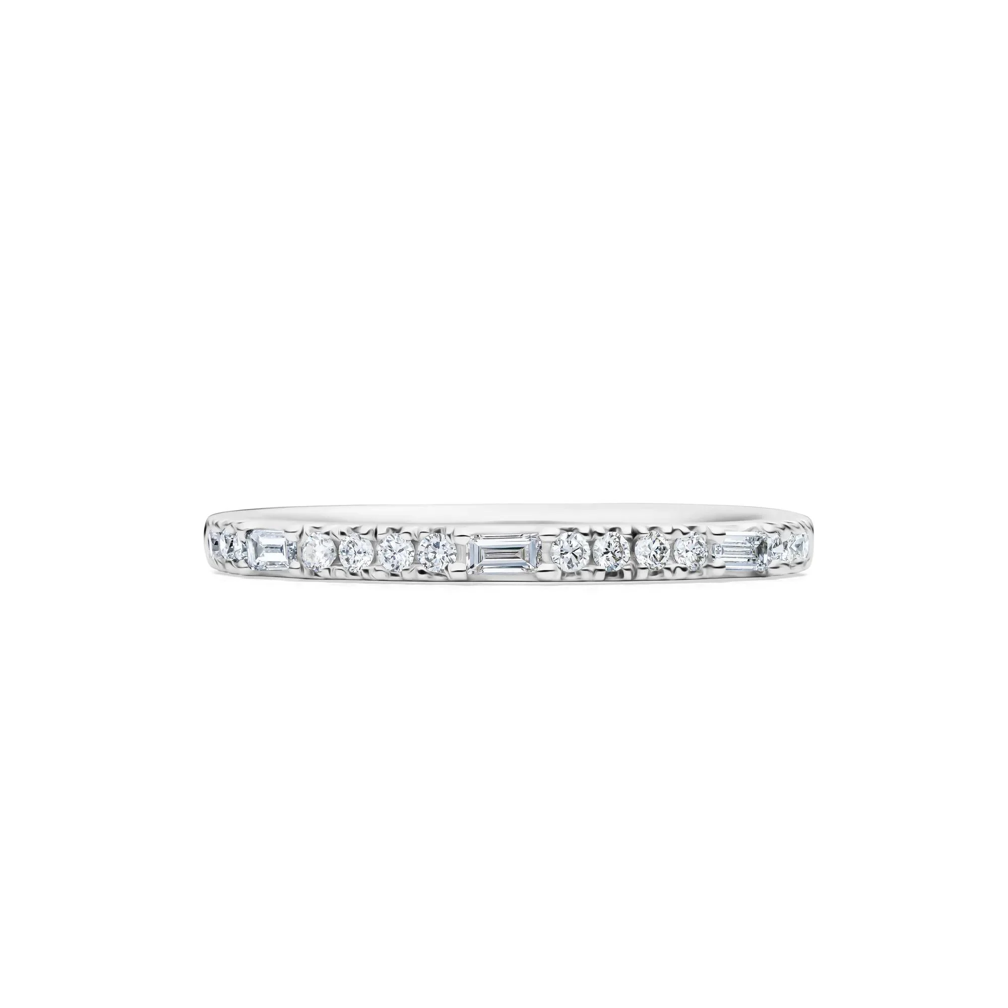 Lab Grown Diamond Round & Baguette Stack Band Ring 10K White Gold (1/5 CT. T.w) Size 6 1mm