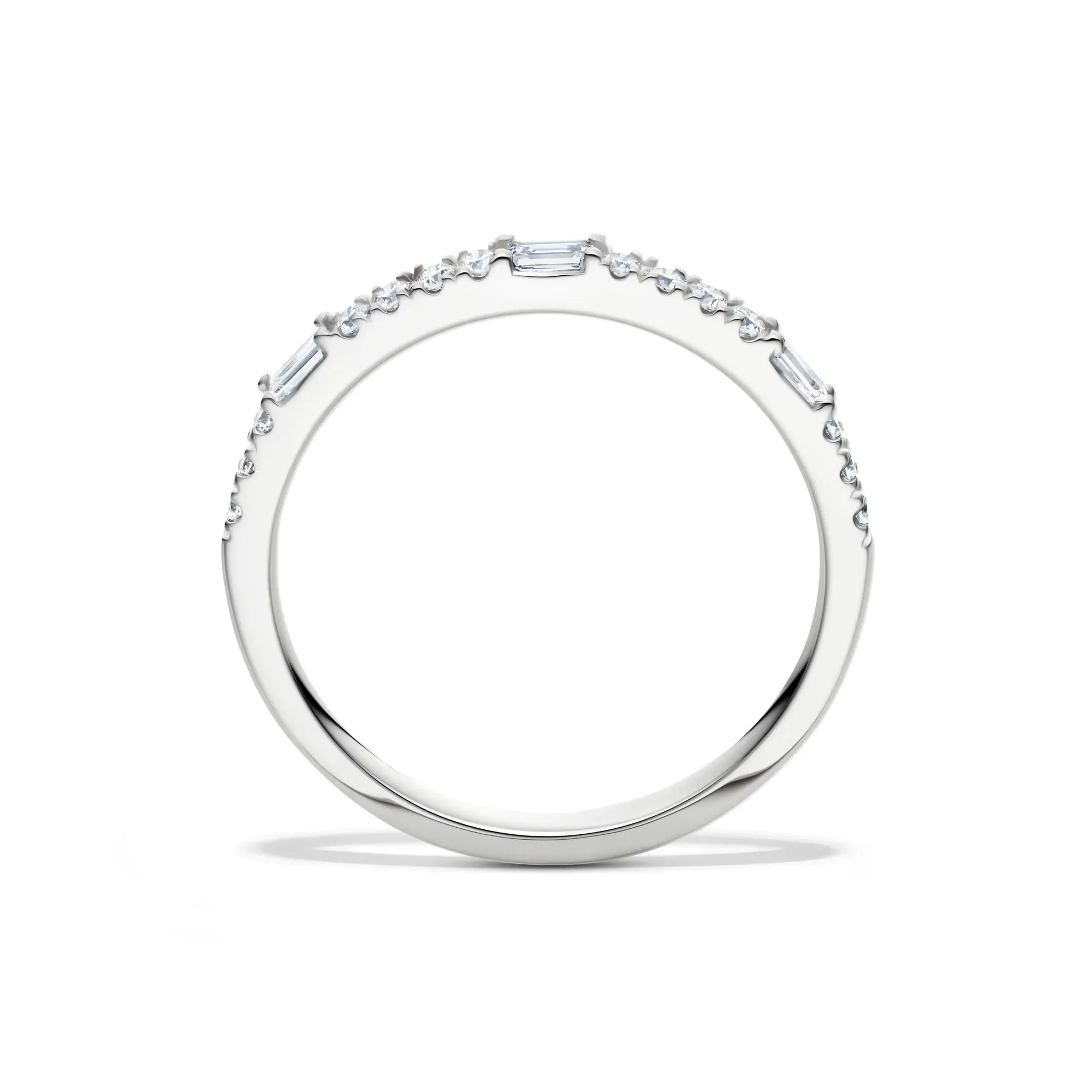 Lab Grown Diamond Round & Baguette Stack Band Ring 10K White Gold (1/5 CT. T.w) Size 6 1mm - Image 2