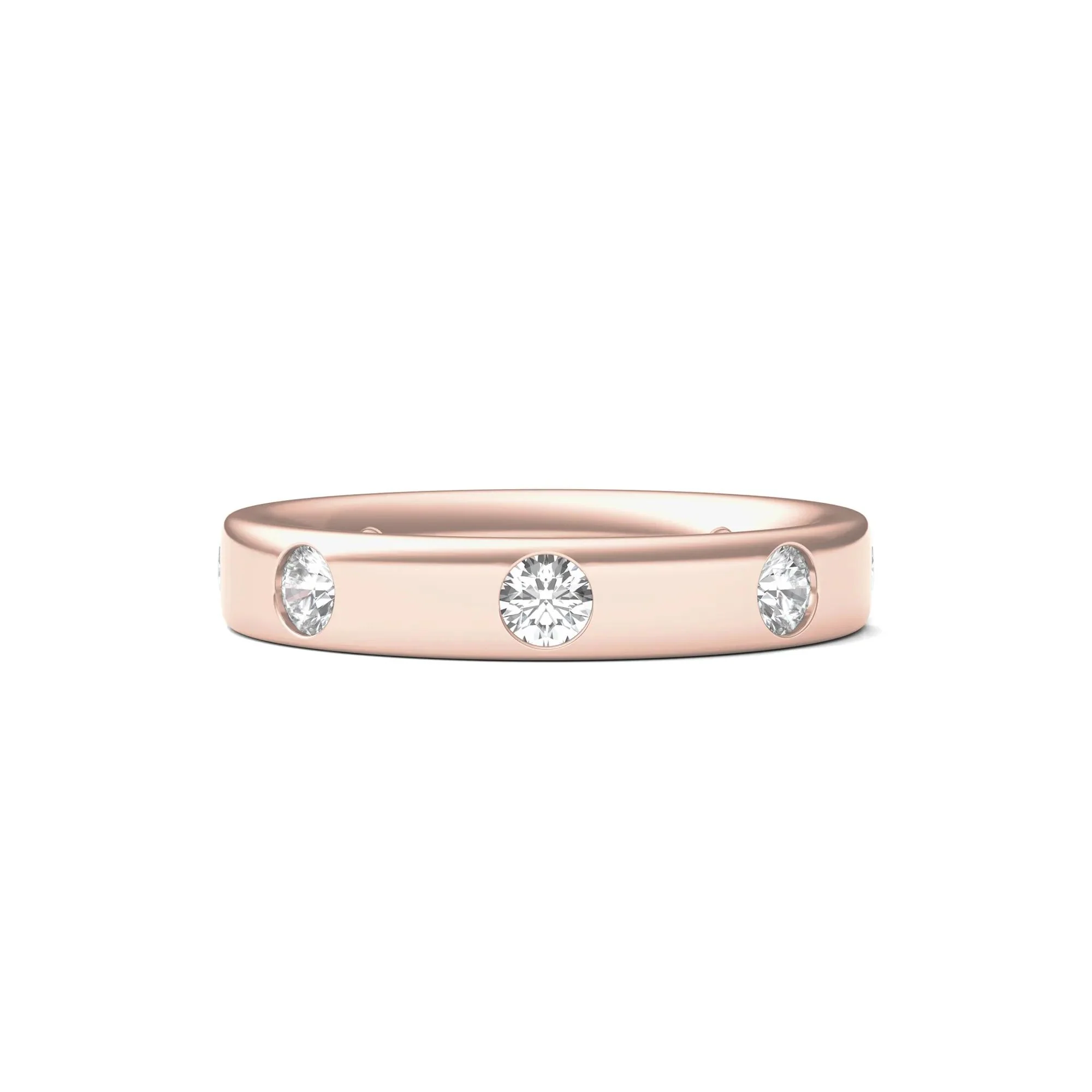 3/4 CT. Tw. Lab Grown Diamond Anniversary Band Ring 14K Rose Gold Round Brilliant Cut Size 6 4mm