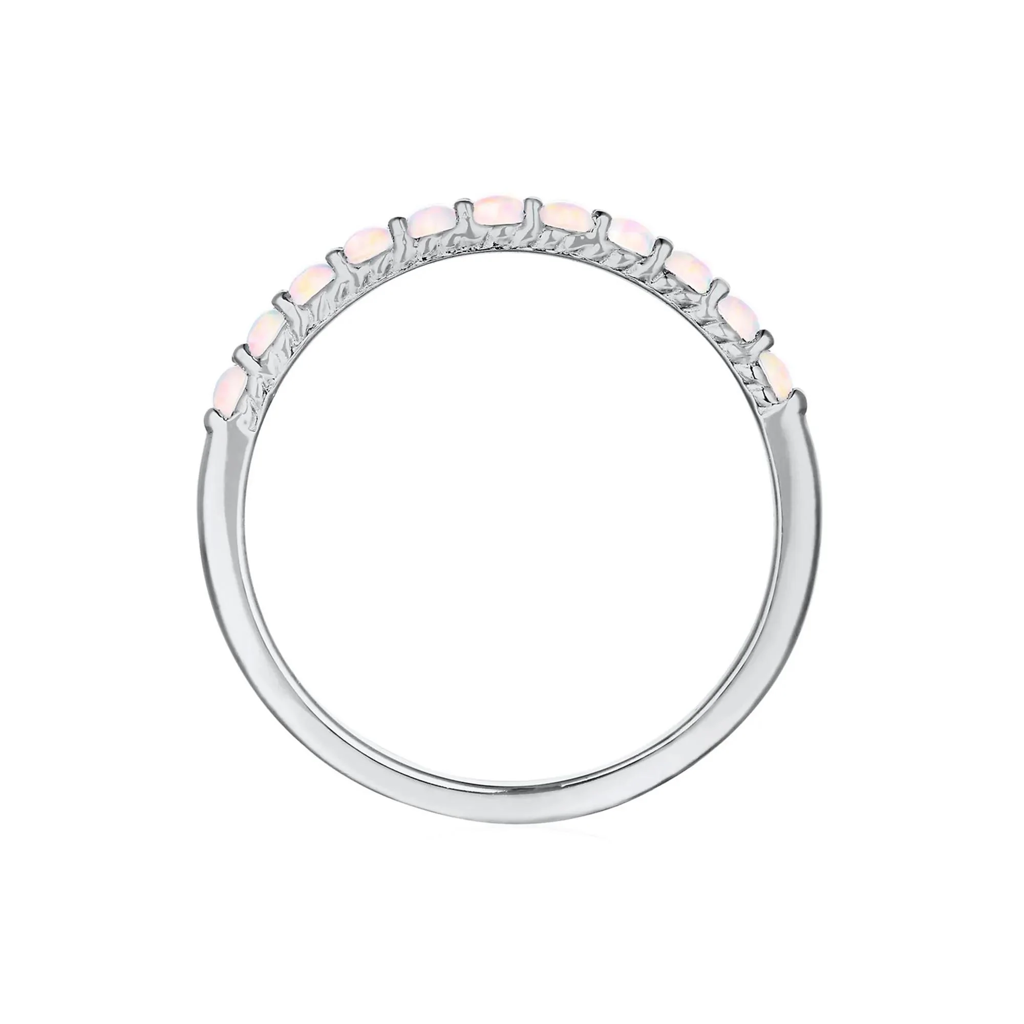 Lab Created Opal Stack Ring .925 Sterling Silver White Size 8 - Image 2