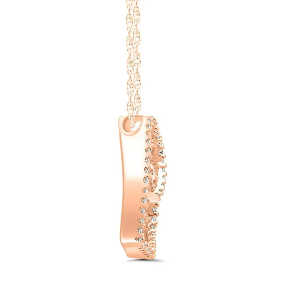 1/7 CT. Tw. Diamond Heart Pendant Necklace 10K Rose Gold Size 18" - Image 2