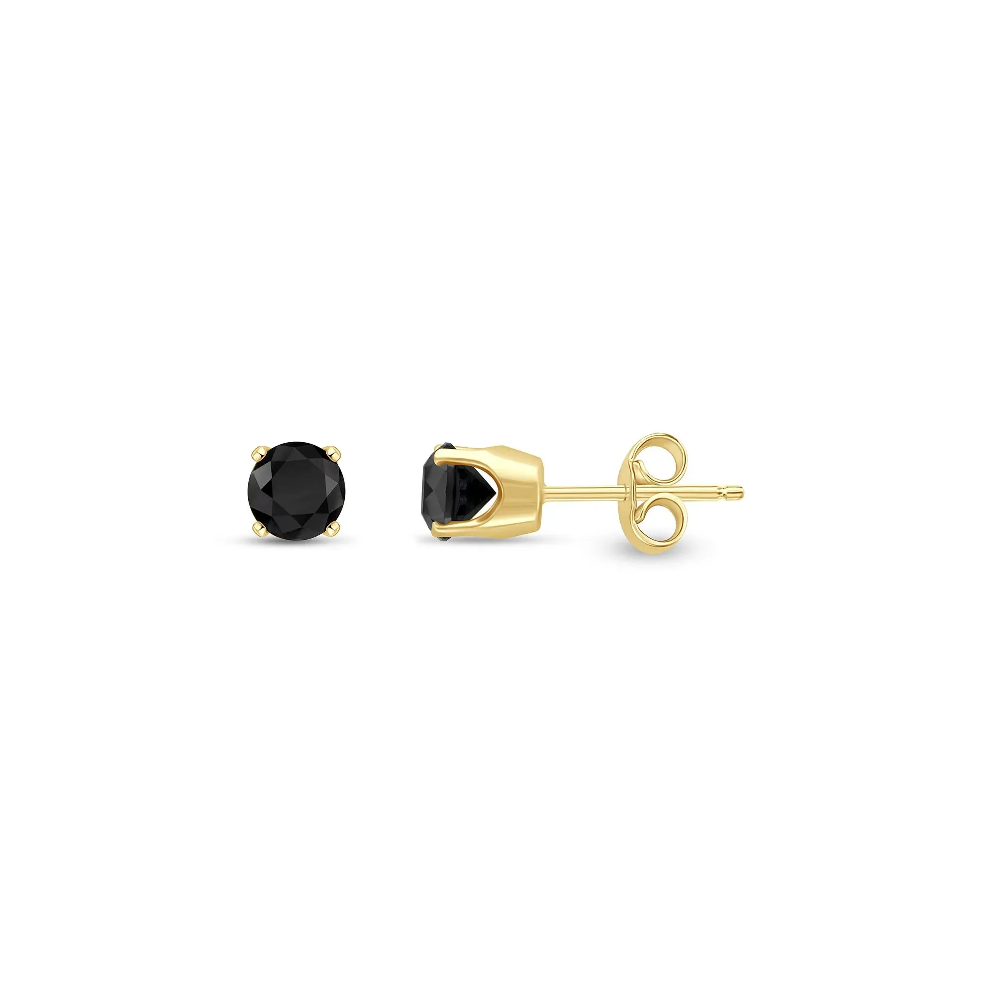 1/2 CT. Tw. Black Diamond Stud Earrings 14K Yellow Gold Size 4.00mm