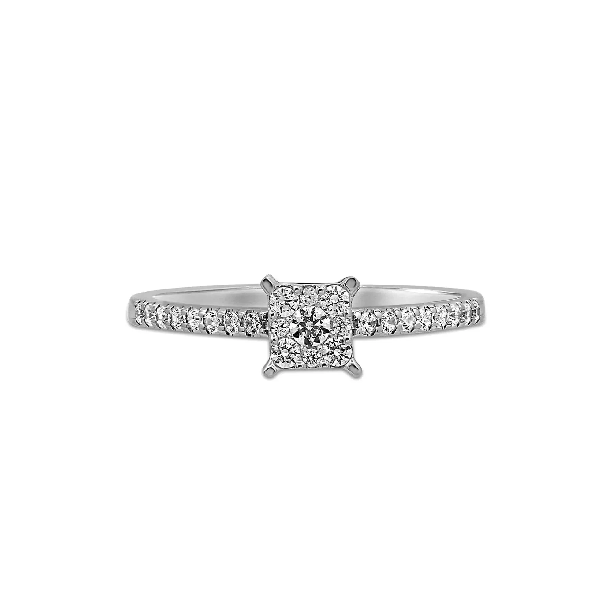 1/4 CT. Tw. Diamond Promise Ring 10K White Gold Round Brilliant Cut Size 7.5