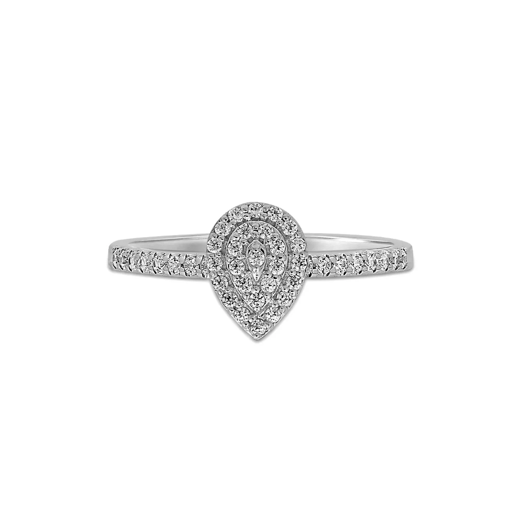1/4 CT. Tw. Diamond Halo Promise Ring 10K White Gold Round Brilliant Cut Size 6