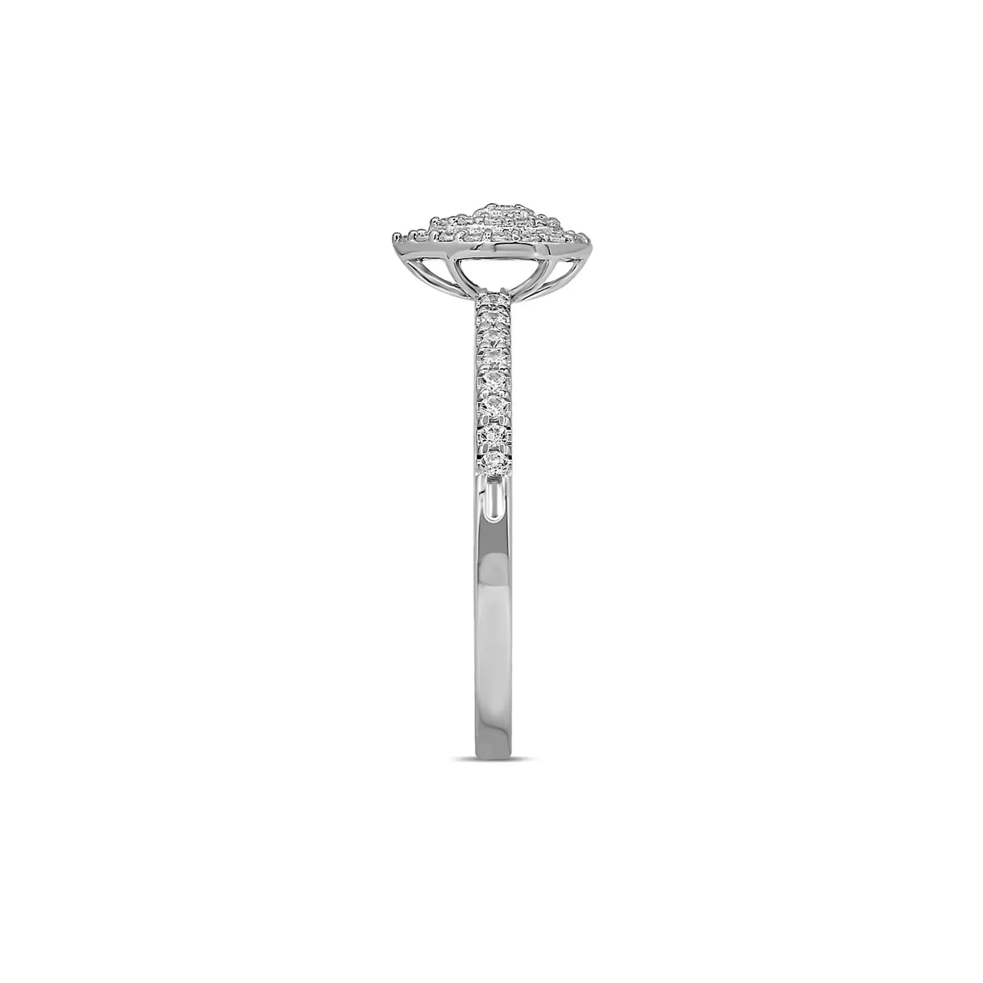 1/4 CT. Tw. Diamond Halo Promise Ring 10K White Gold Round Brilliant Cut Size 6.5 - Image 3
