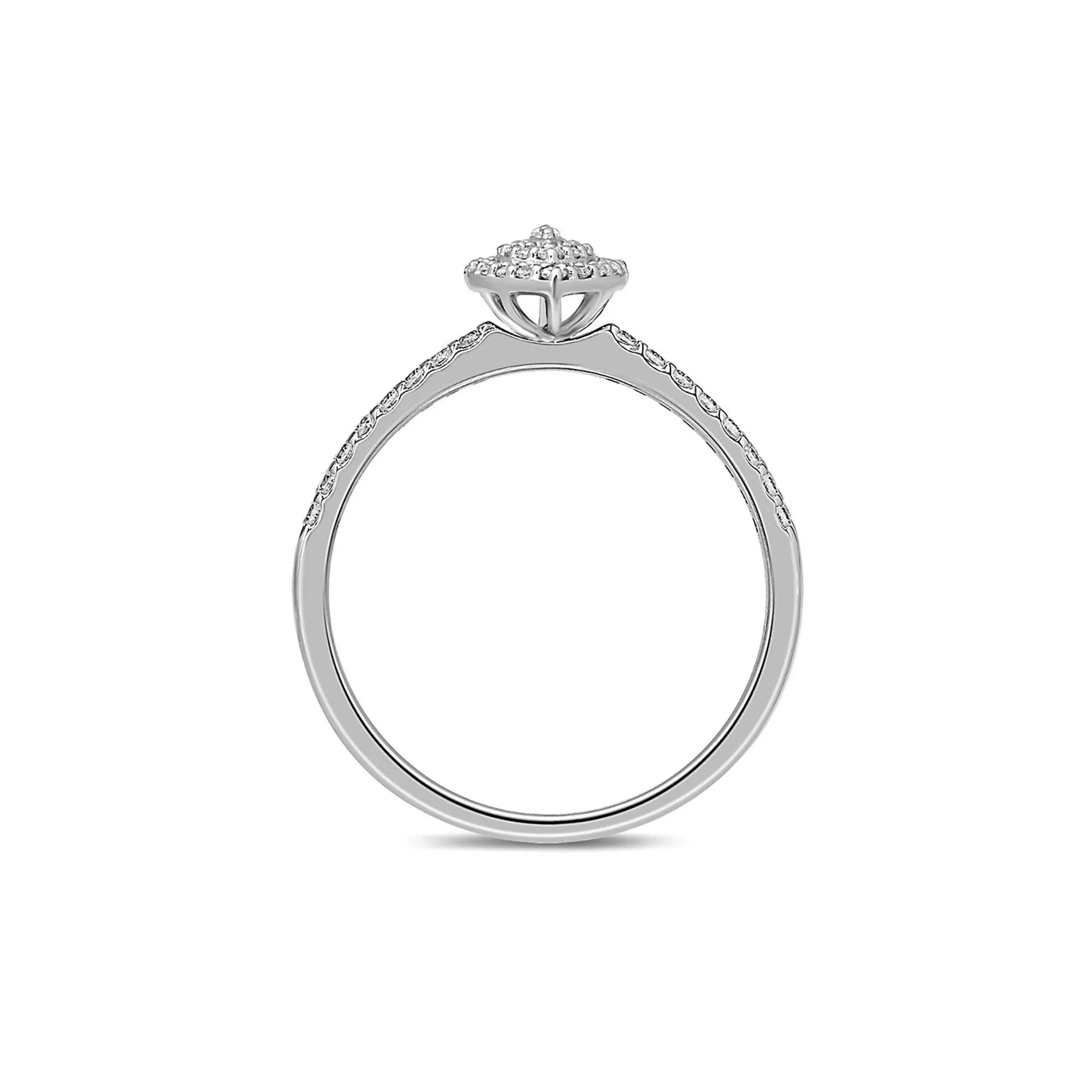 1/4 CT. Tw. Diamond Halo Promise Ring 10K White Gold Round Brilliant Cut Size 7.5 - Image 2