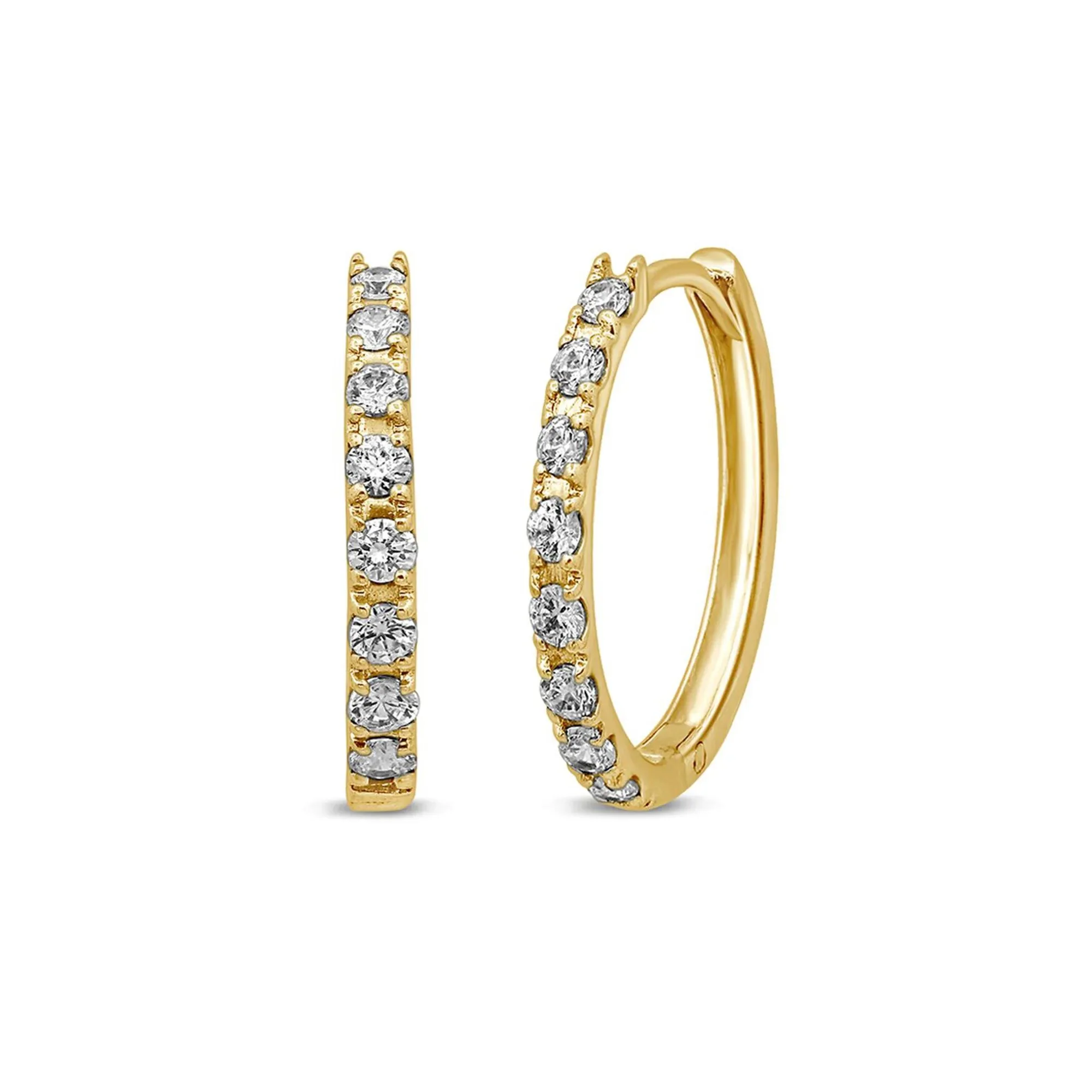 1/2 CT. Tw. Diamond Hoop Earrings 14K Yellow Gold Size 16.00mm