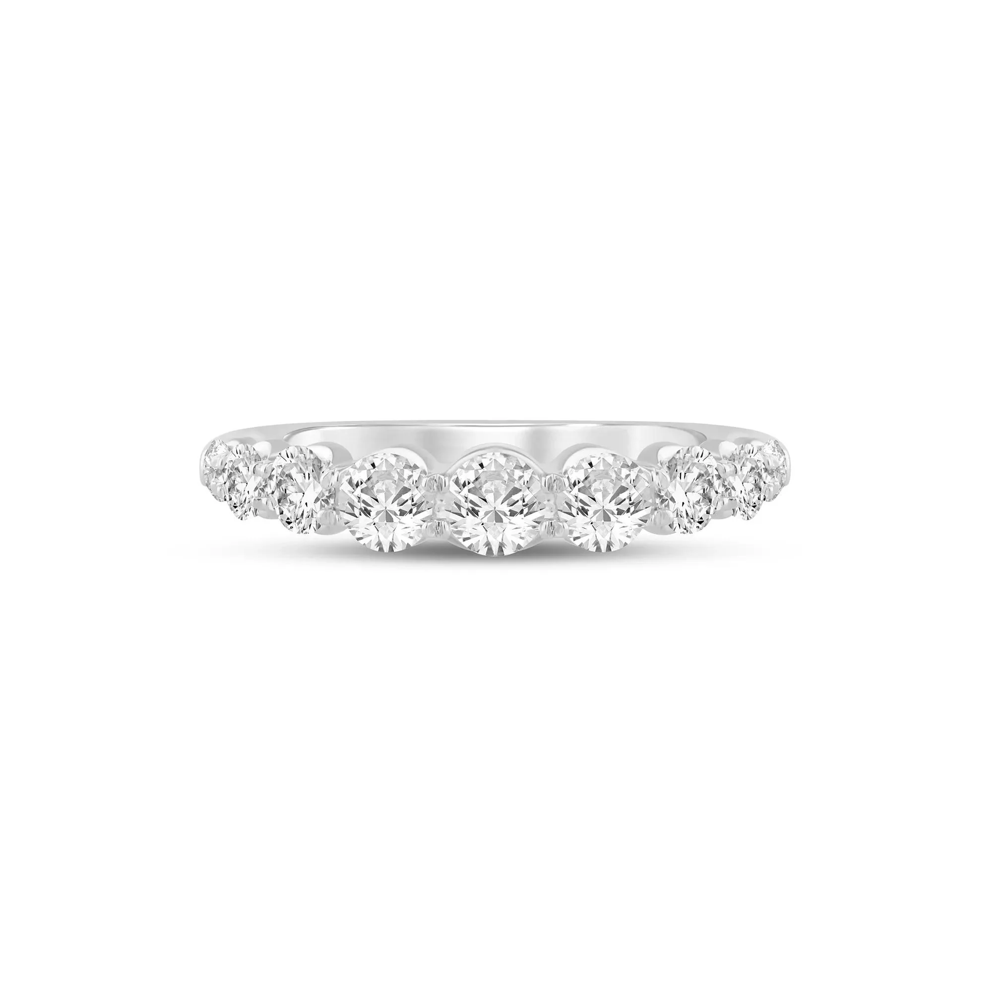 1 CT. Tw. Lab Grown Diamond Shared-Prong Band Ring 14K White Gold Round Brilliant Cut Size 6 1mm