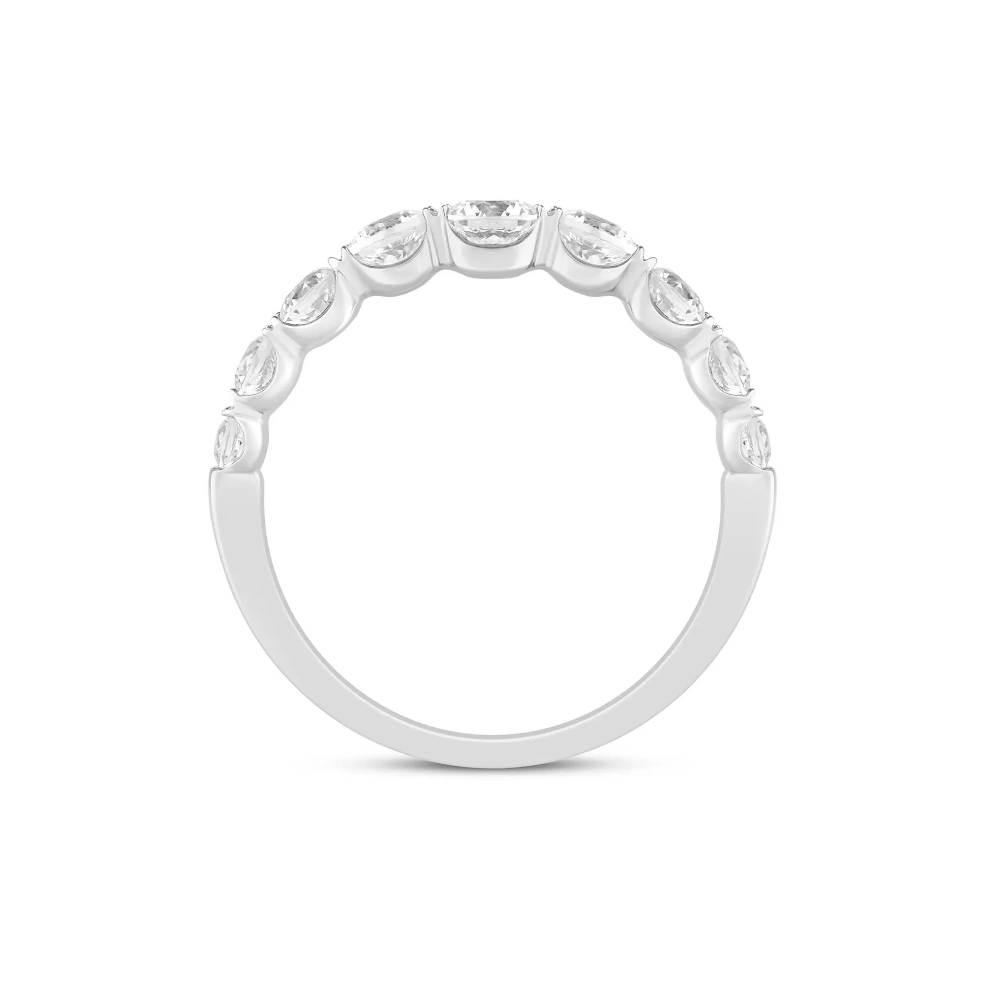 1 CT. Tw. Lab Grown Diamond Shared-Prong Band Ring 14K White Gold Round Brilliant Cut Size 6 1mm - Image 2