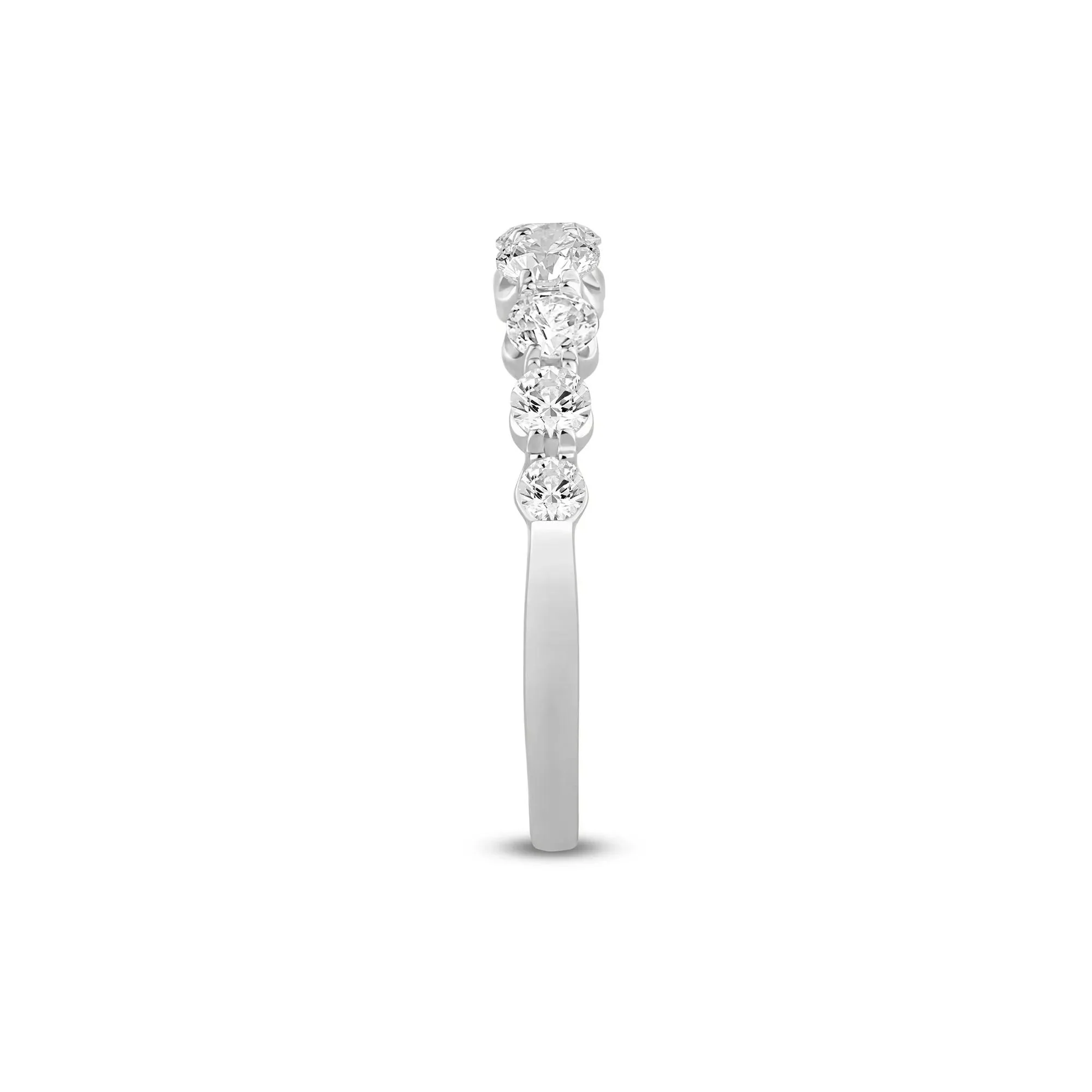 1 CT. Tw. Lab Grown Diamond Shared-Prong Band Ring 14K White Gold Round Brilliant Cut Size 6.5 1mm - Image 3