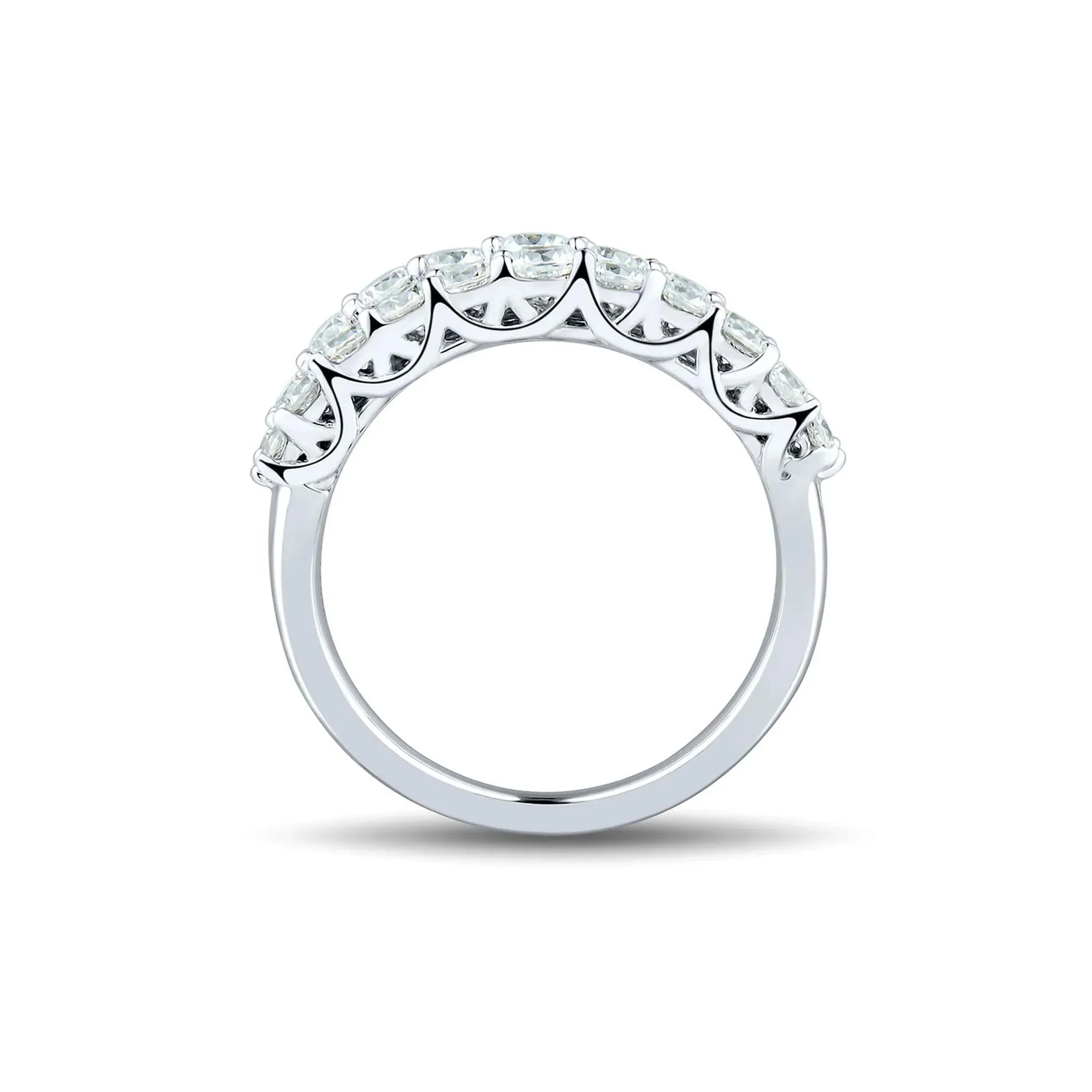 2 CT. Tw. Lab Grown Diamond Three-Row Anniversary Band Ring 14K White Gold Round Brilliant Cut Size 6 1mm - Image 2