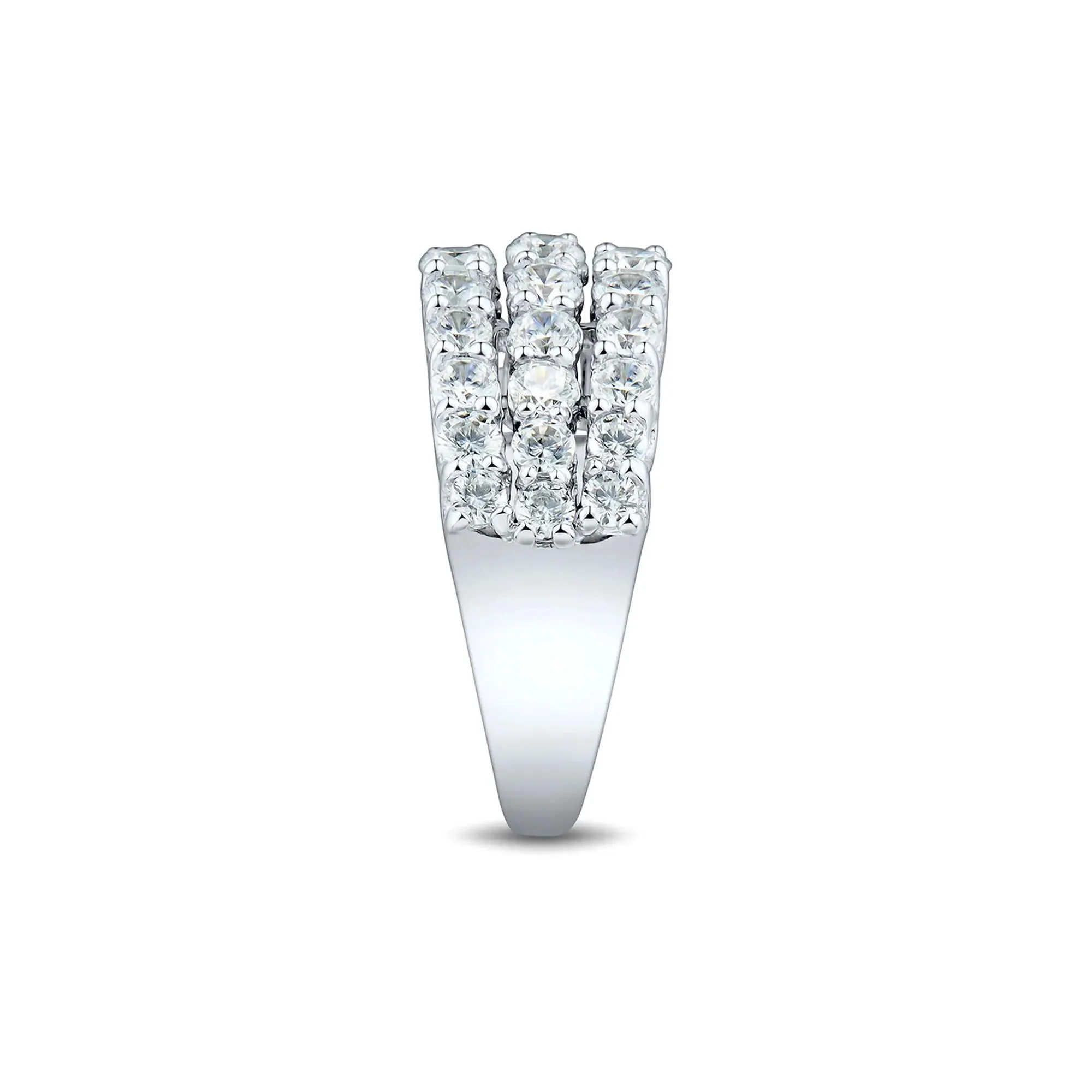 2 CT. Tw. Lab Grown Diamond Three-Row Anniversary Band Ring 14K White Gold Round Brilliant Cut Size 8.5 1mm - Image 3